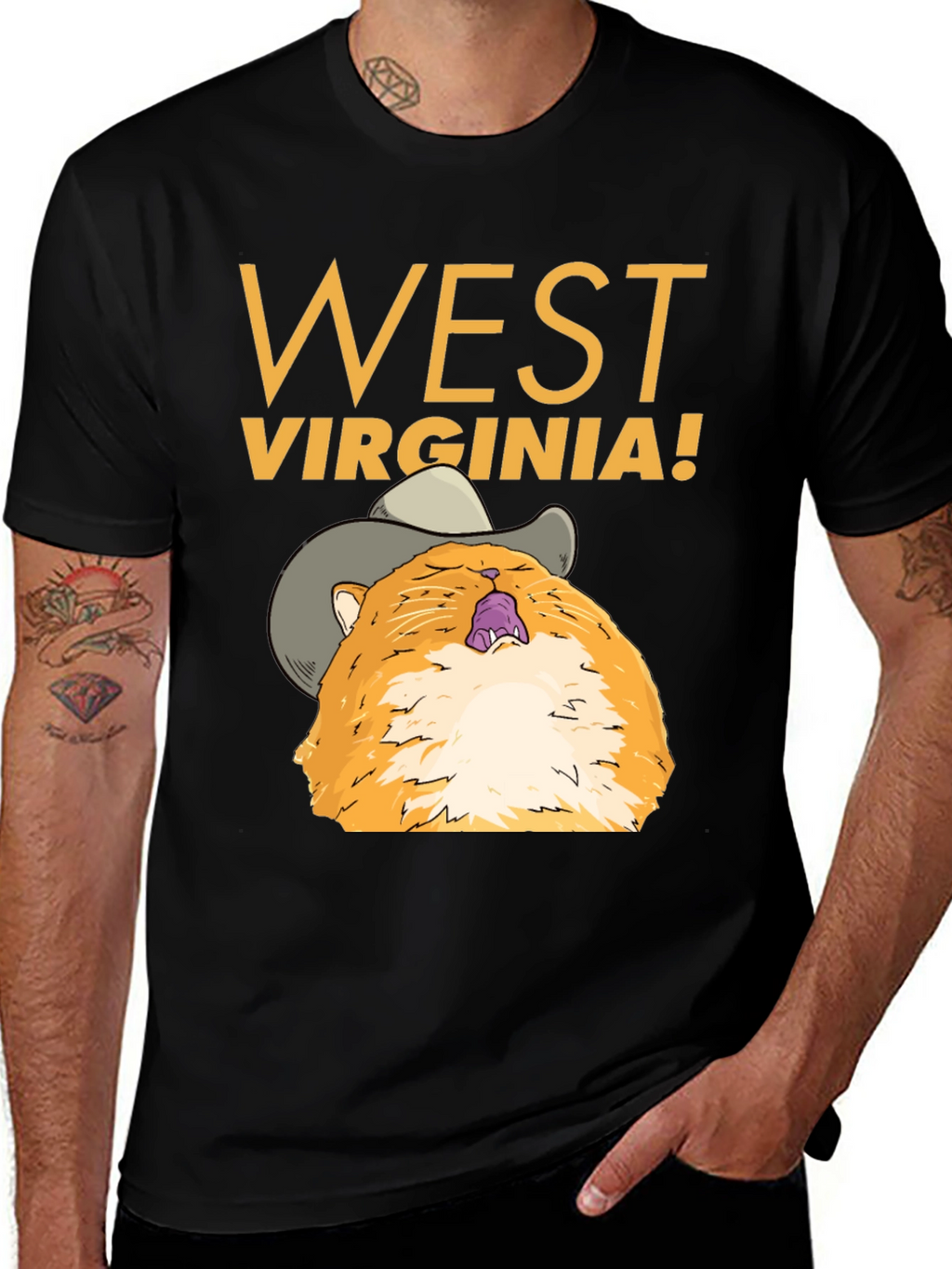 West Virginia Cat Cowboy Graphic Tee
