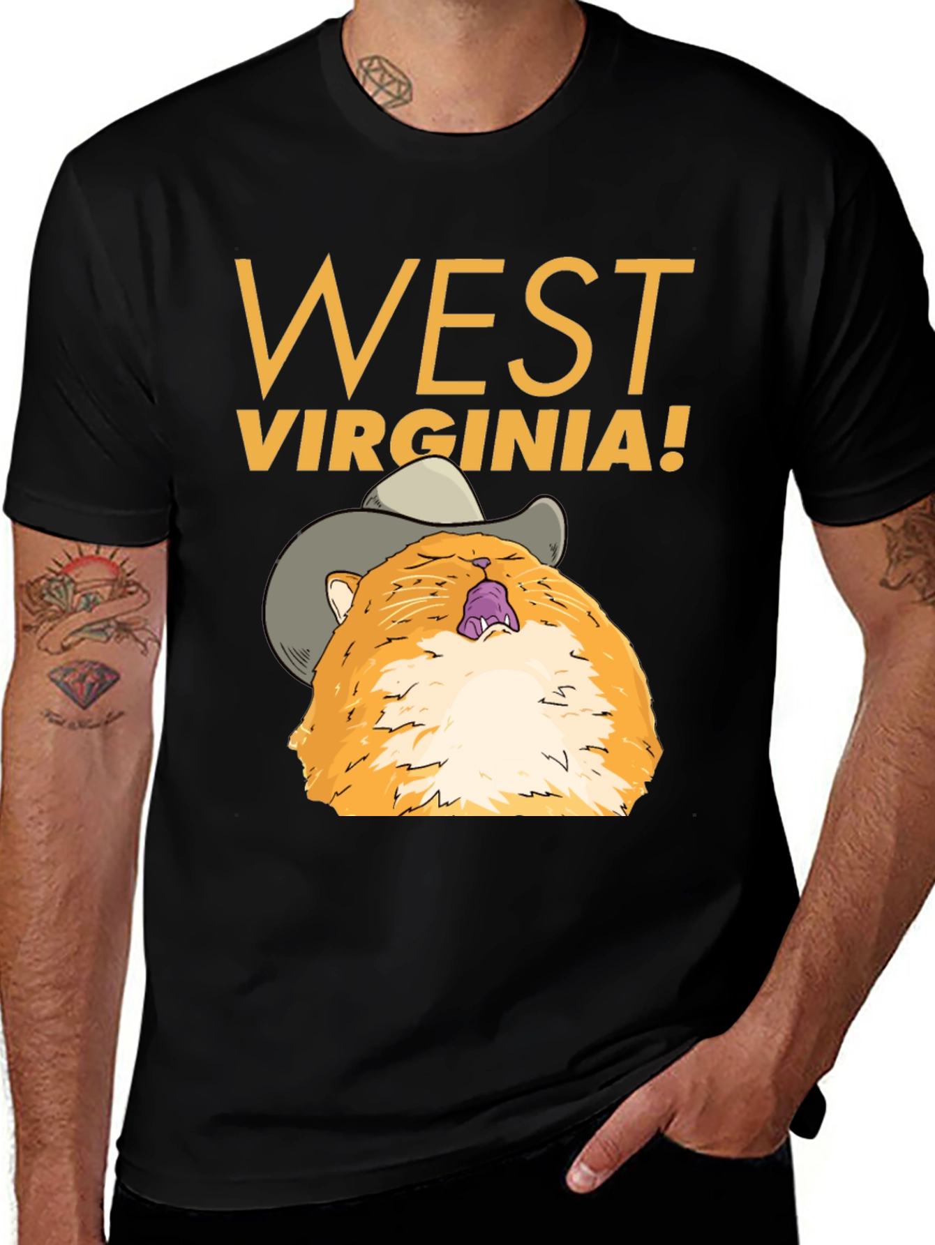 West Virginia Cat Cowboy Graphic Tee