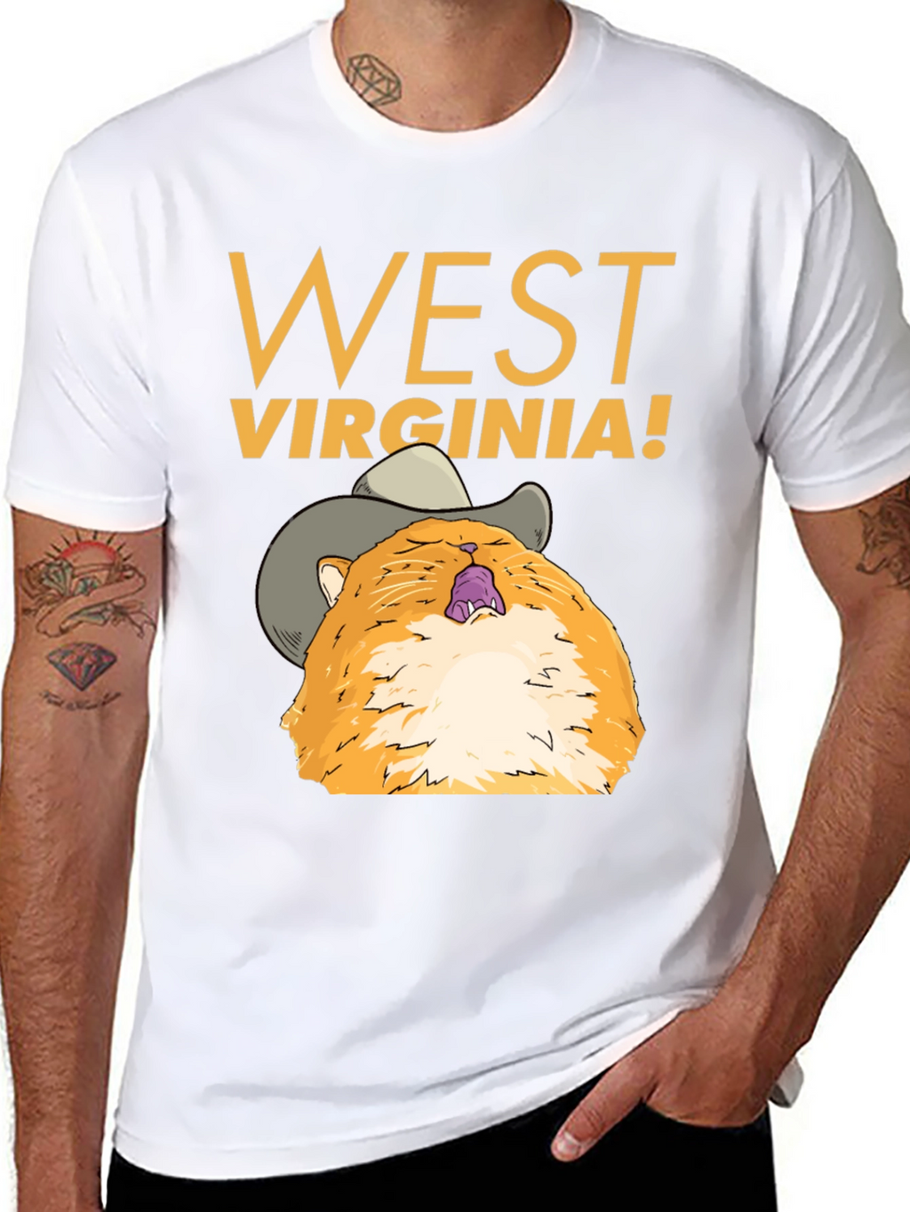 West Virginia Cat Cowboy Graphic Tee