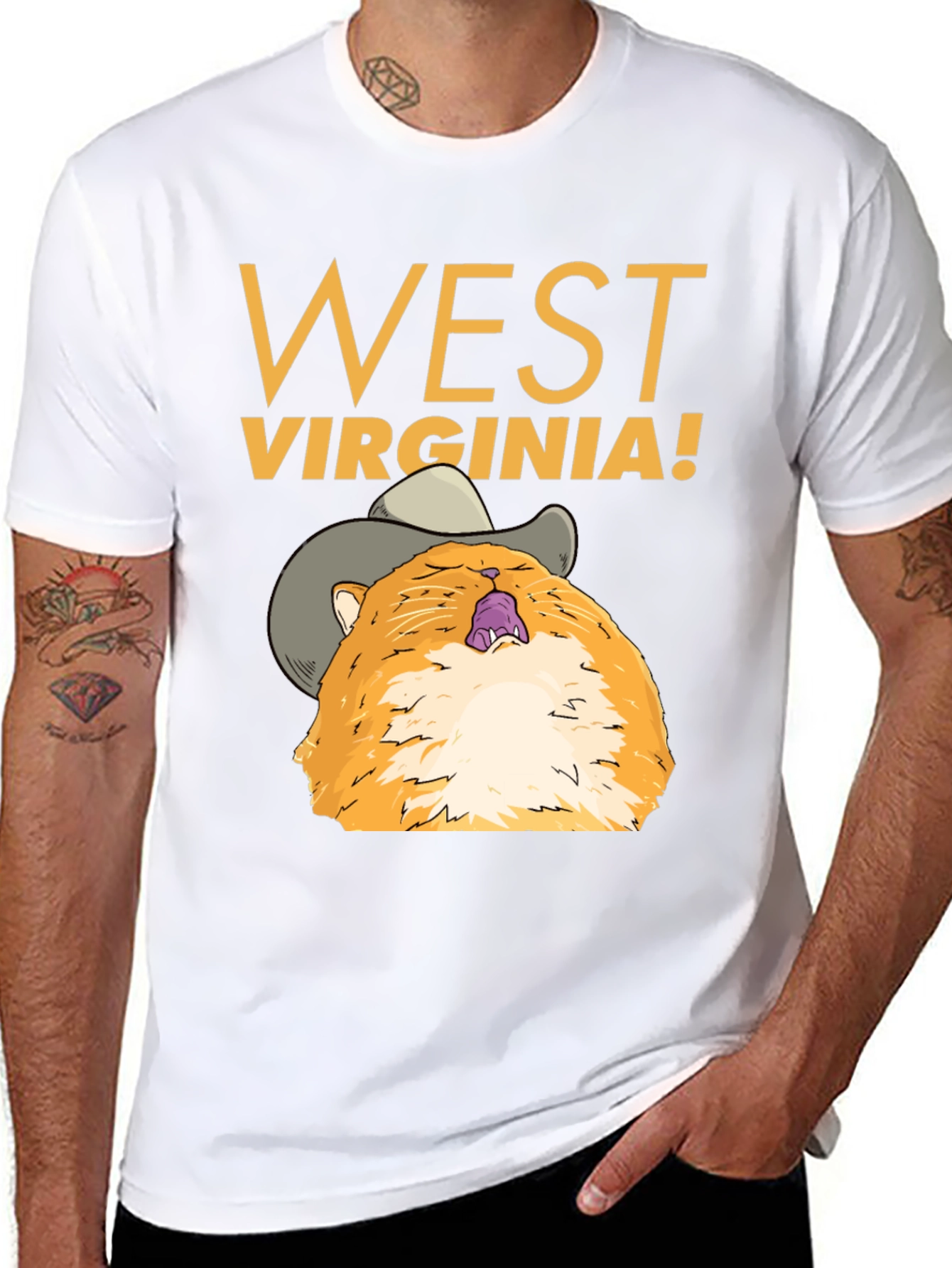 West Virginia Cat Cowboy Graphic Tee