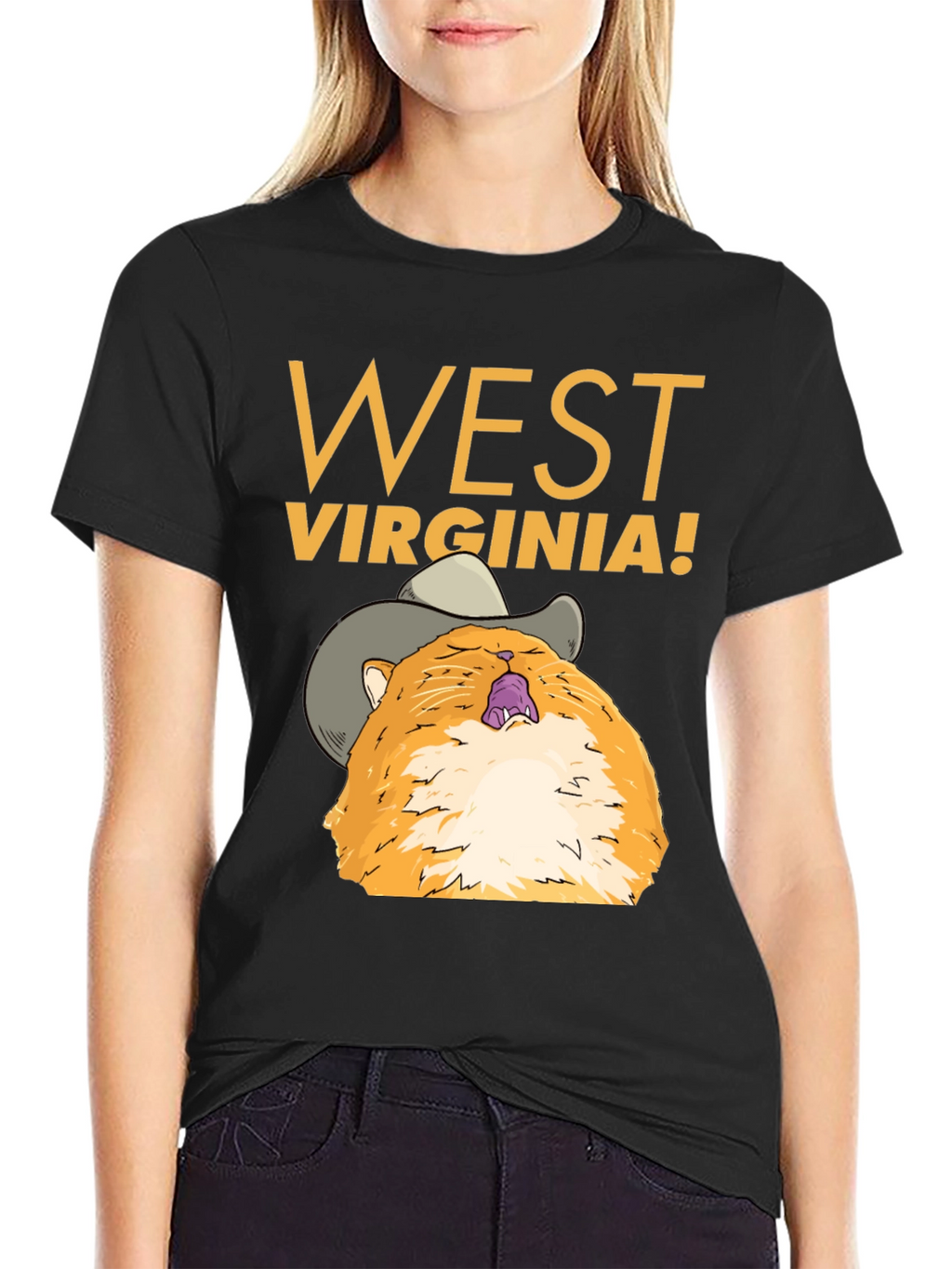 West Virginia Cat Cowboy Graphic Tee