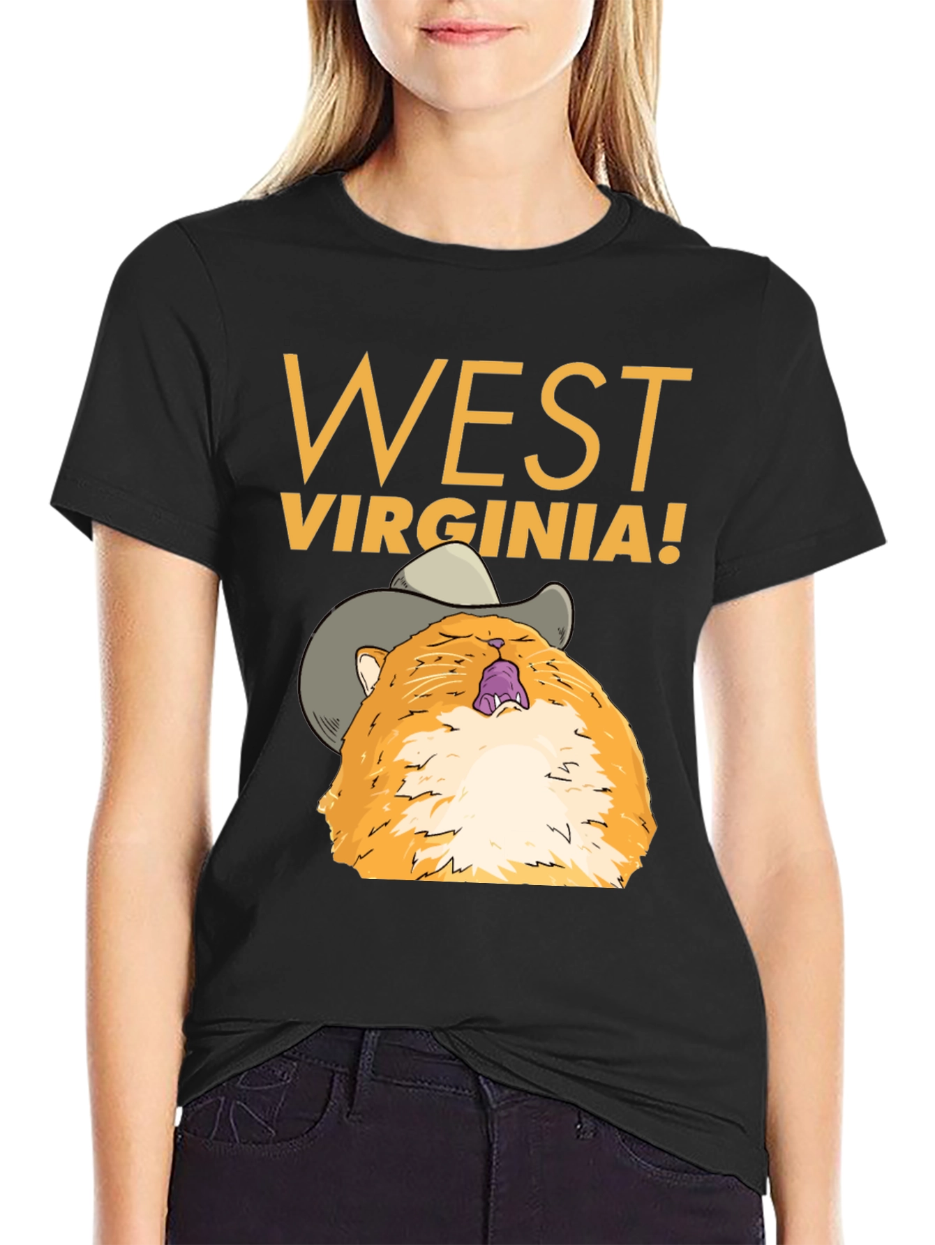 West Virginia Cat Cowboy Graphic Tee