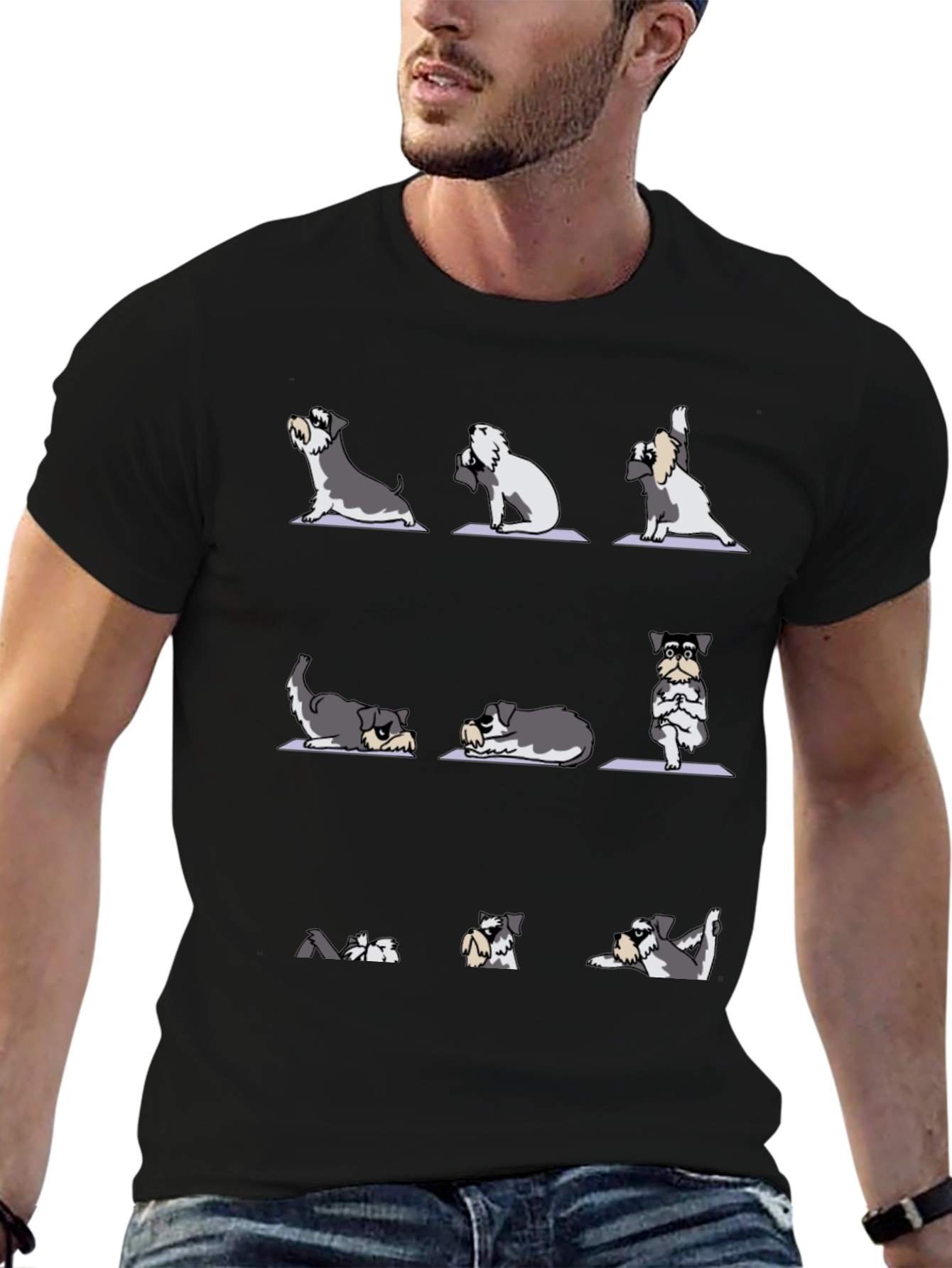 Yoga Dog Lover T-Shirt - Mens Black Cotton Tee