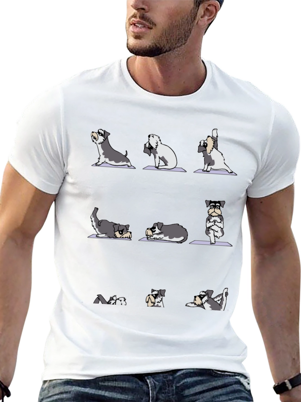 Yoga Dog Lover T-Shirt - Mens Black Cotton Tee