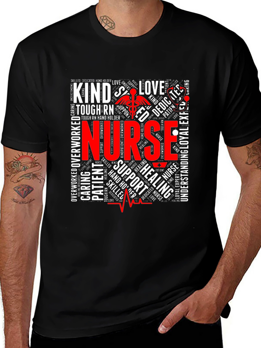 Nurse Word Art Graphic T-Shirt