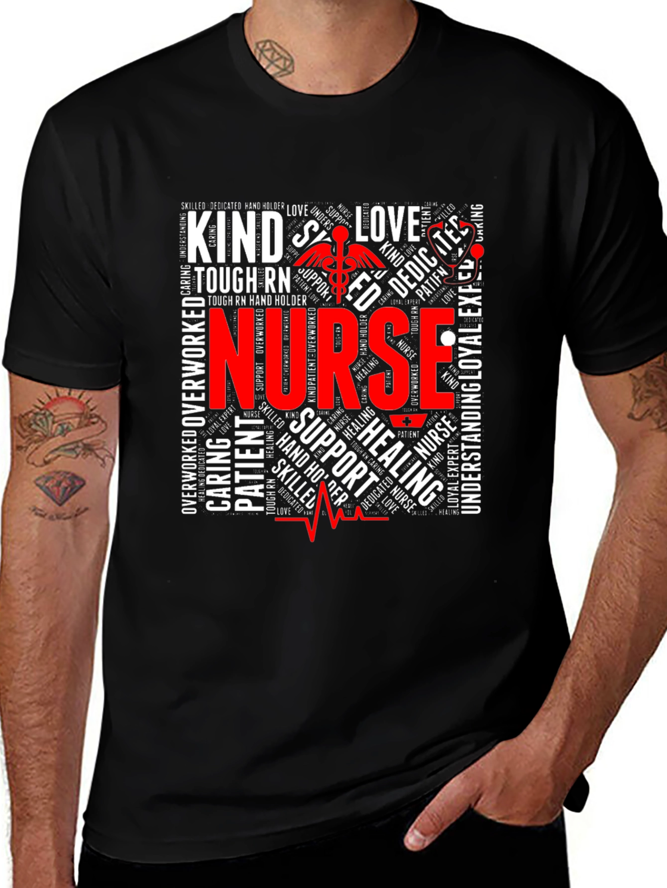 Nurse Word Art Graphic T-Shirt