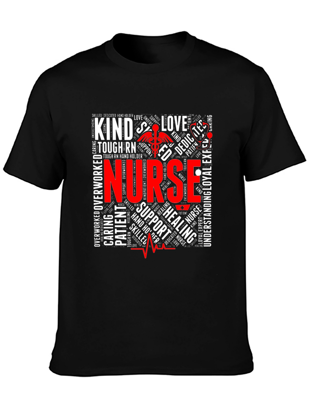 Nurse Word Art Graphic T-Shirt