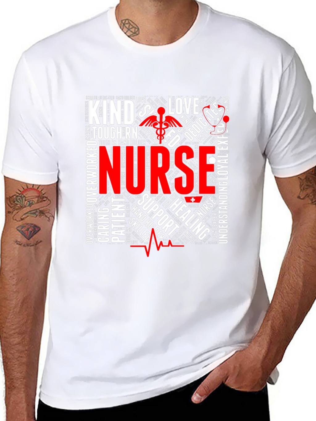 Nurse Word Art Graphic T-Shirt