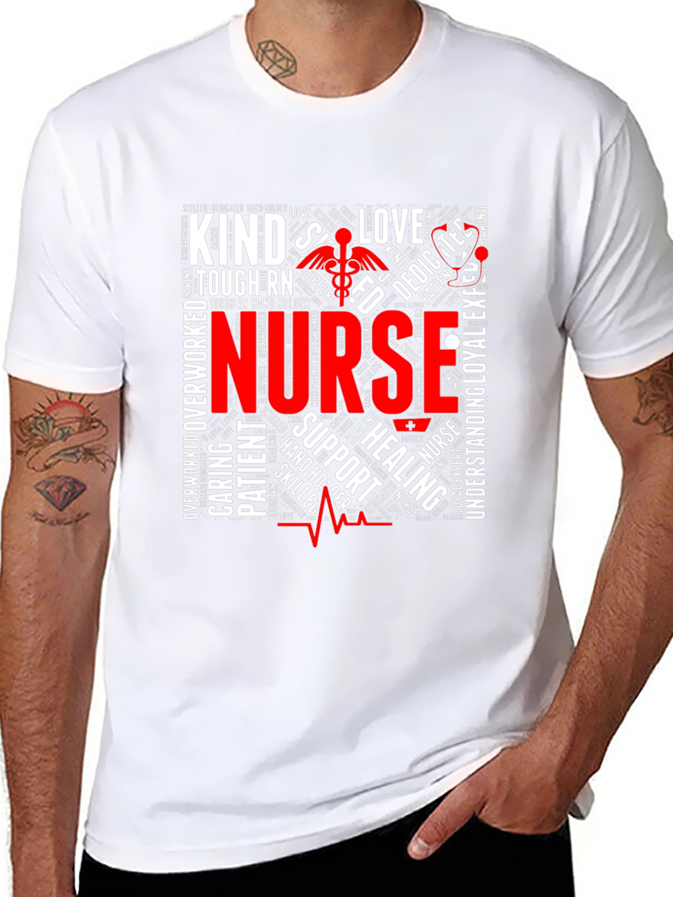 Nurse Word Art Graphic T-Shirt