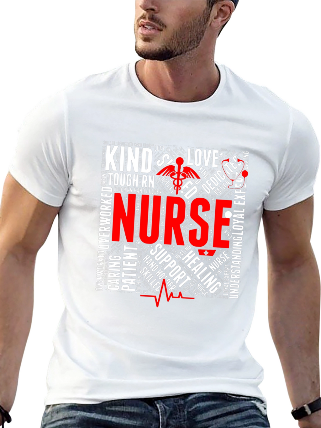 Nurse Word Art Graphic T-Shirt