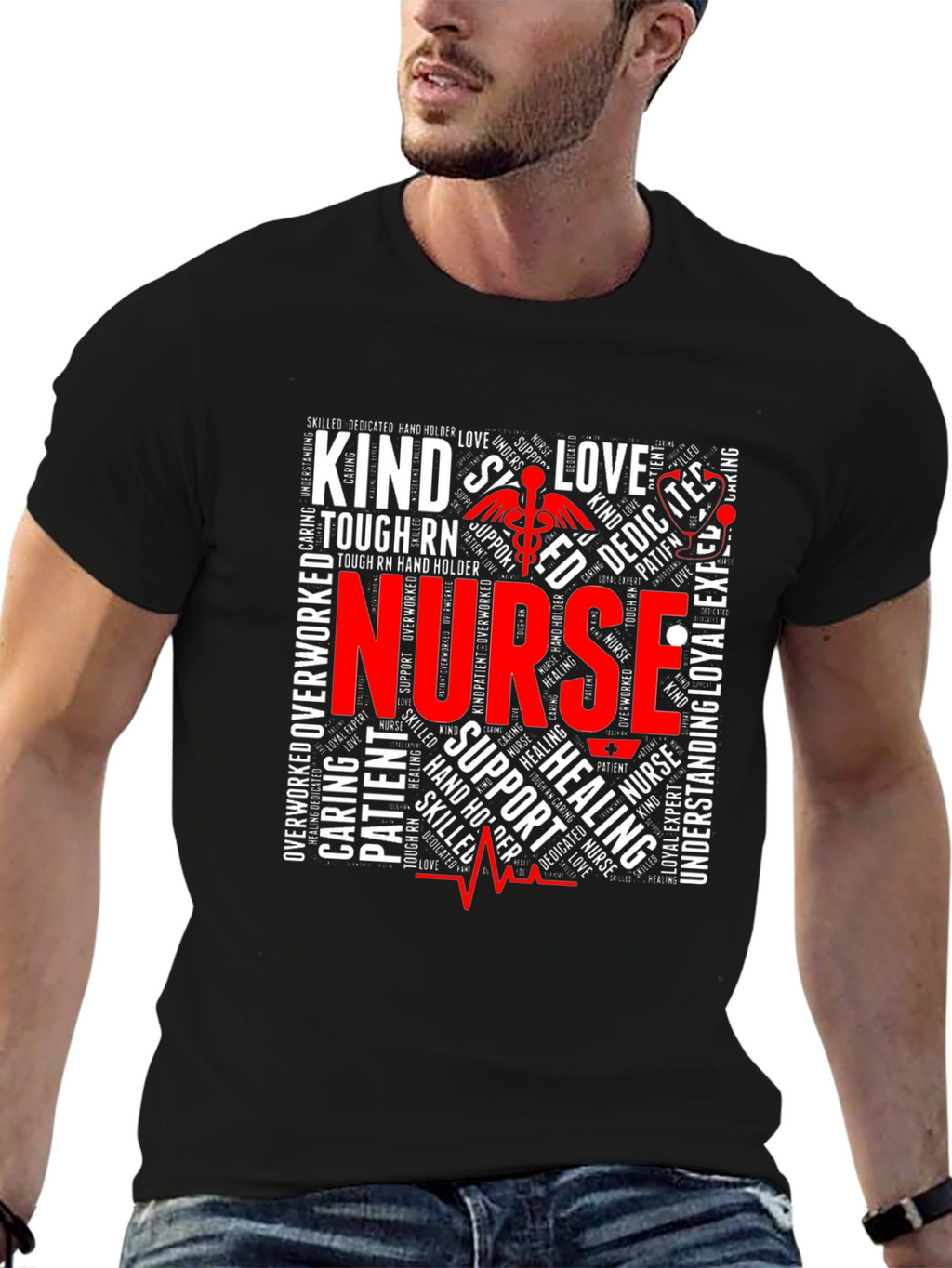 Nurse Word Art Graphic T-Shirt