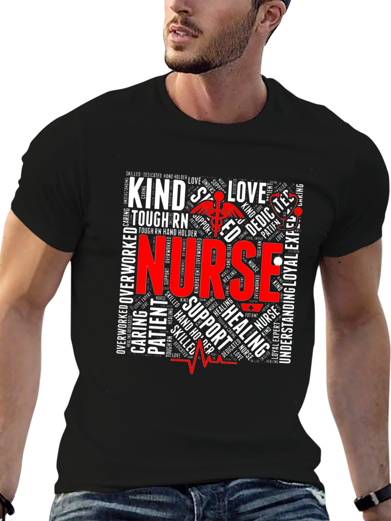 Nurse Word Art Graphic T-Shirt