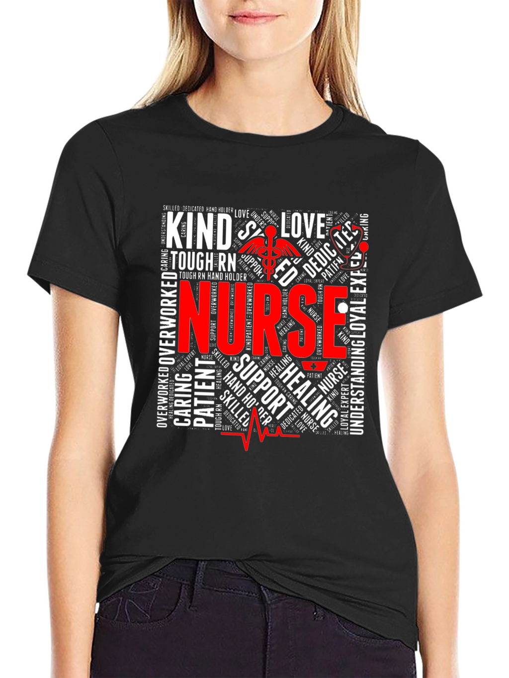 Nurse Word Art Graphic T-Shirt