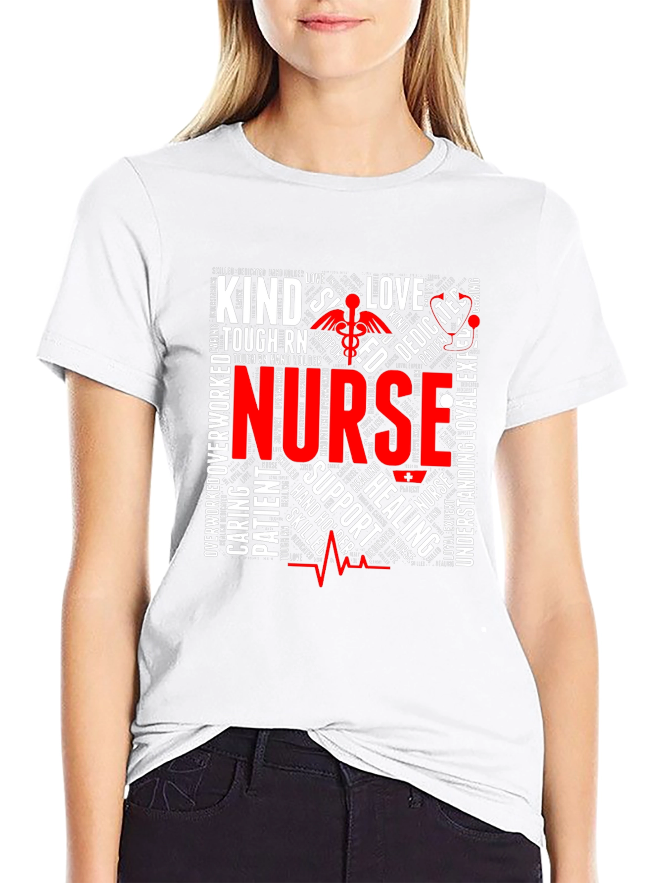 Nurse Word Art Graphic T-Shirt