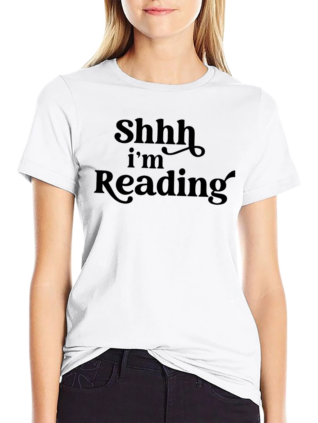 Shhh Im Reading T-Shirt - Black Cotton Blend