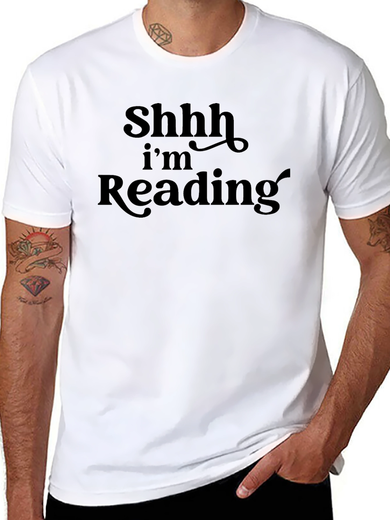 Shhh Im Reading T-Shirt - Black Cotton Blend