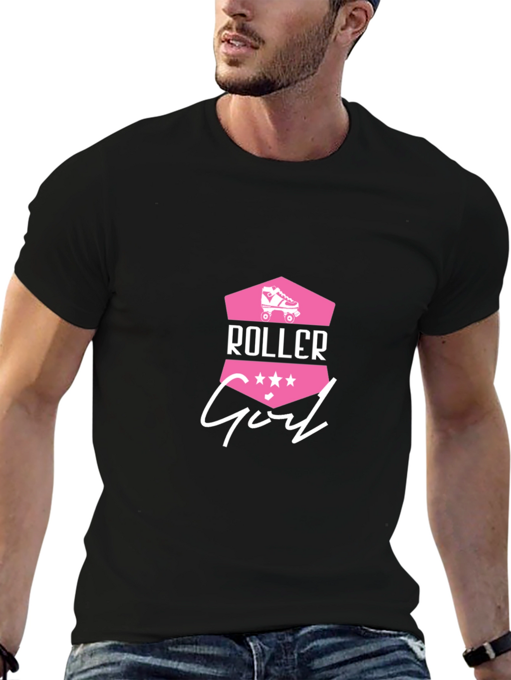 Roller Girl Graphic Tee - Black Cotton T-Shirt