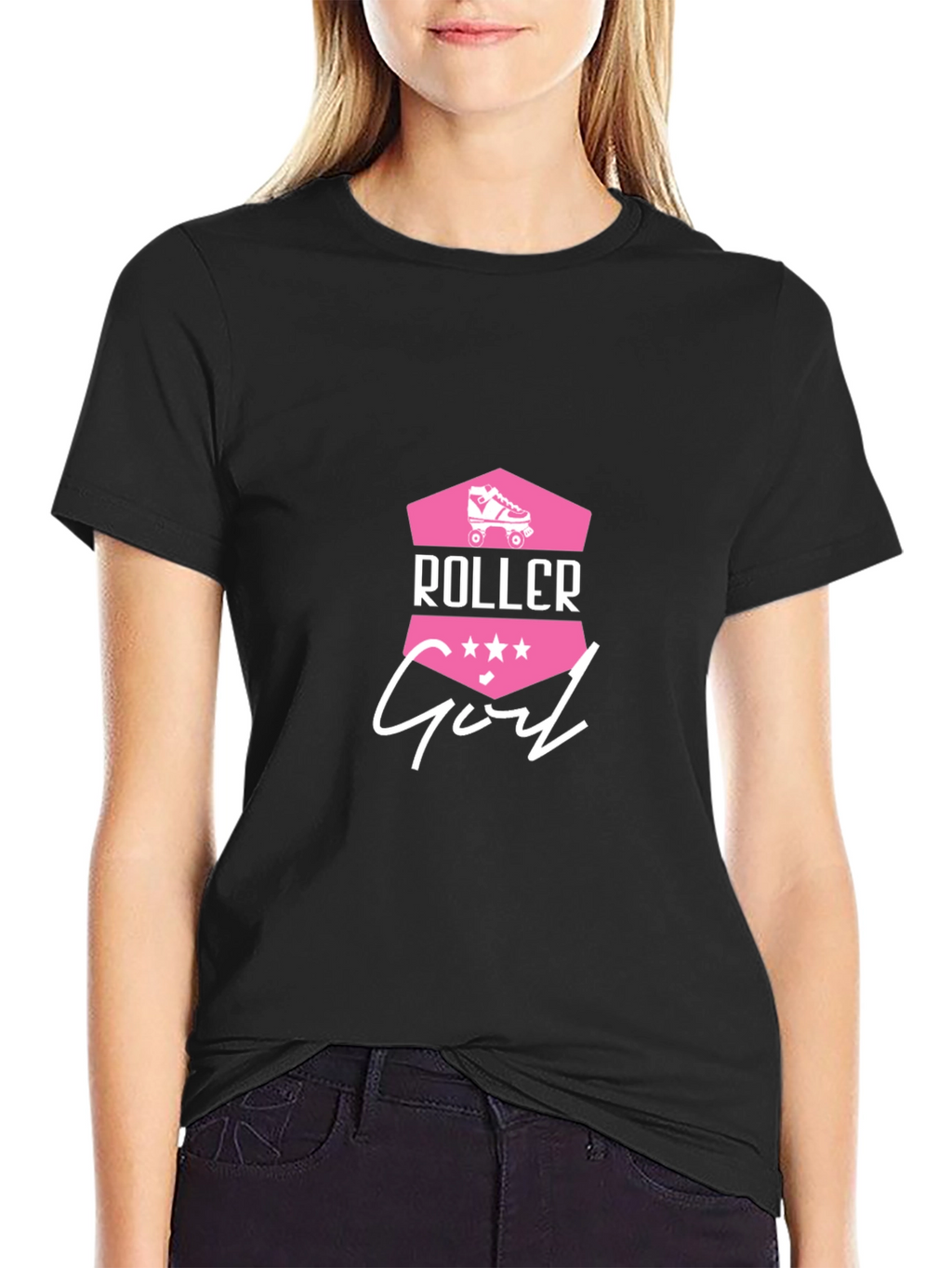 Roller Girl Graphic Tee - Black Cotton T-Shirt