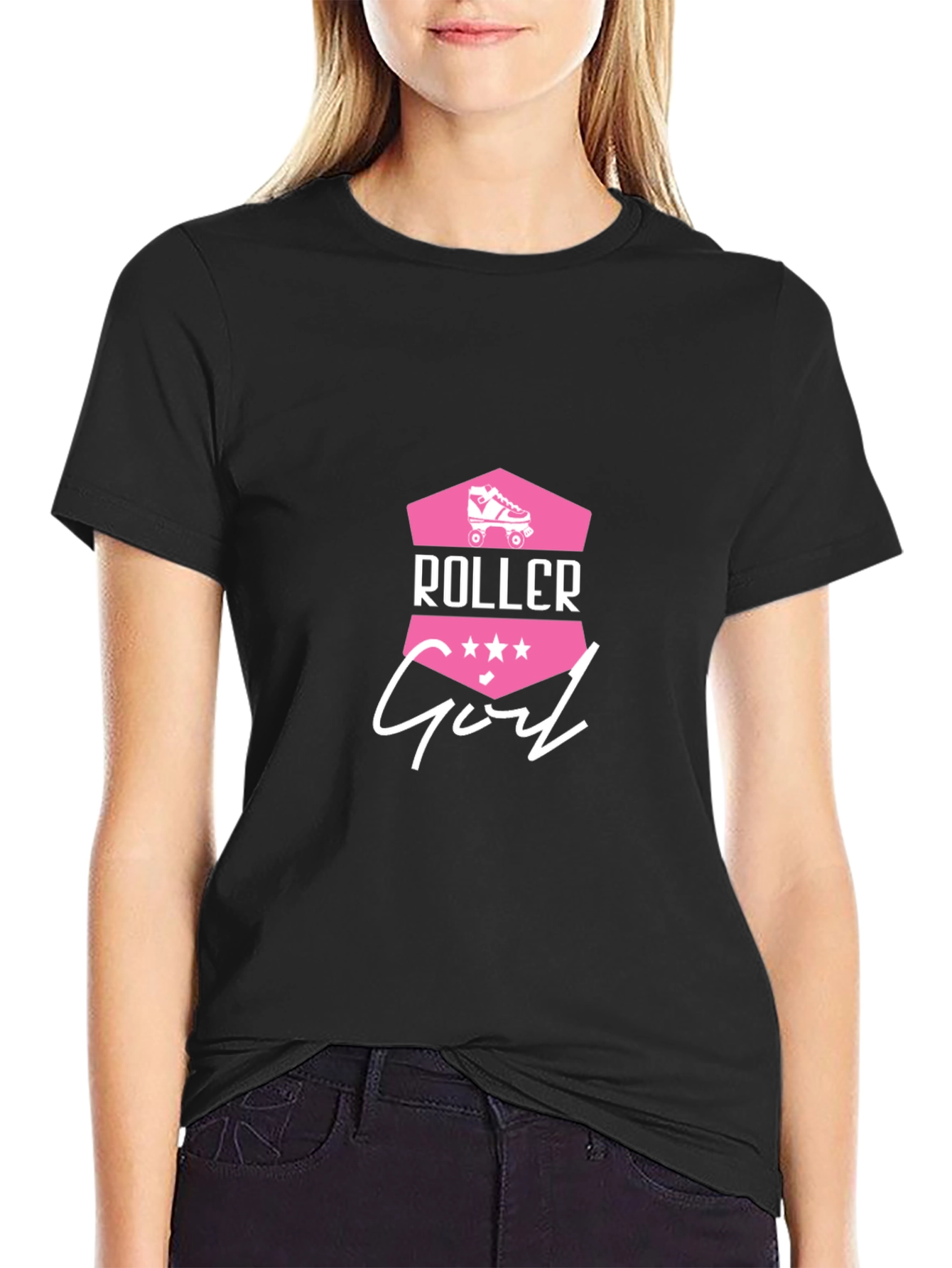 Roller Girl Graphic Tee - Black Cotton T-Shirt