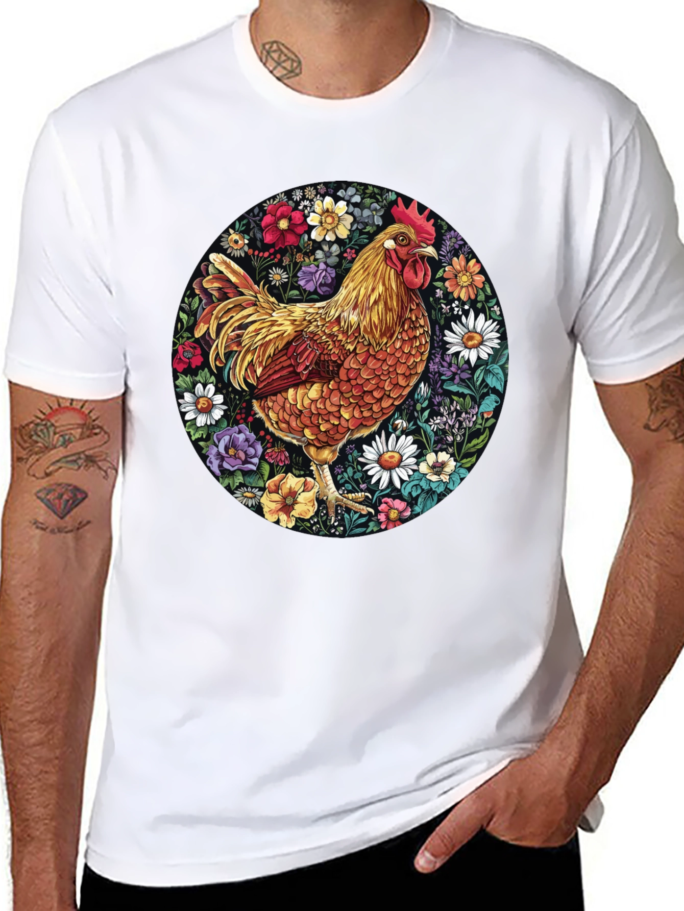 Floral Chicken Graphic Tee