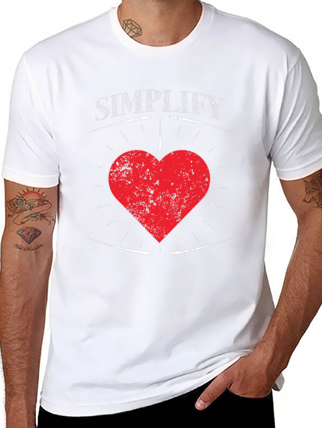 Simplify Heart Tee - Mens Black Graphic T-Shirt