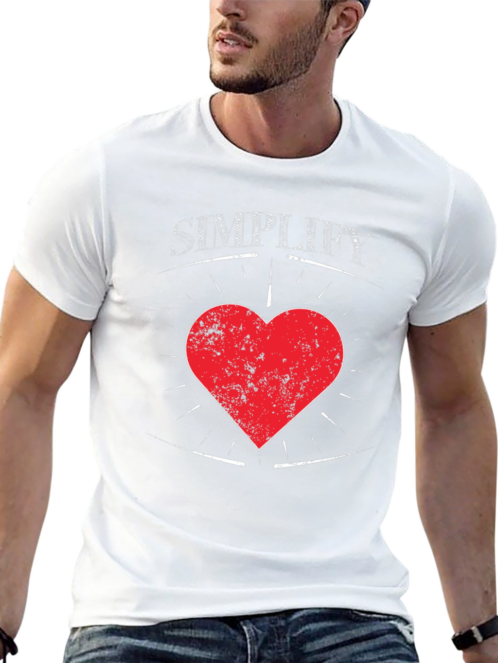 Simplify Heart Tee - Mens Black Graphic T-Shirt