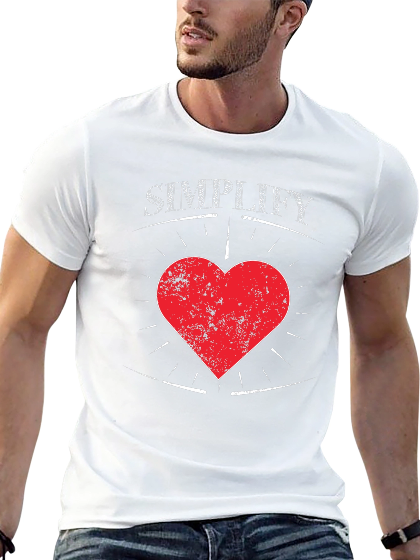 Simplify Heart Tee - Mens Black Graphic T-Shirt