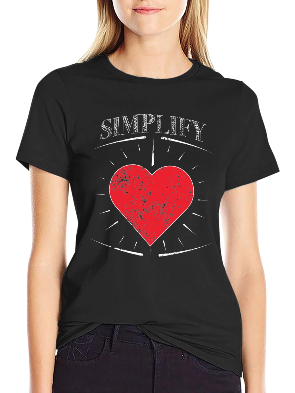 Simplify Heart Tee - Mens Black Graphic T-Shirt