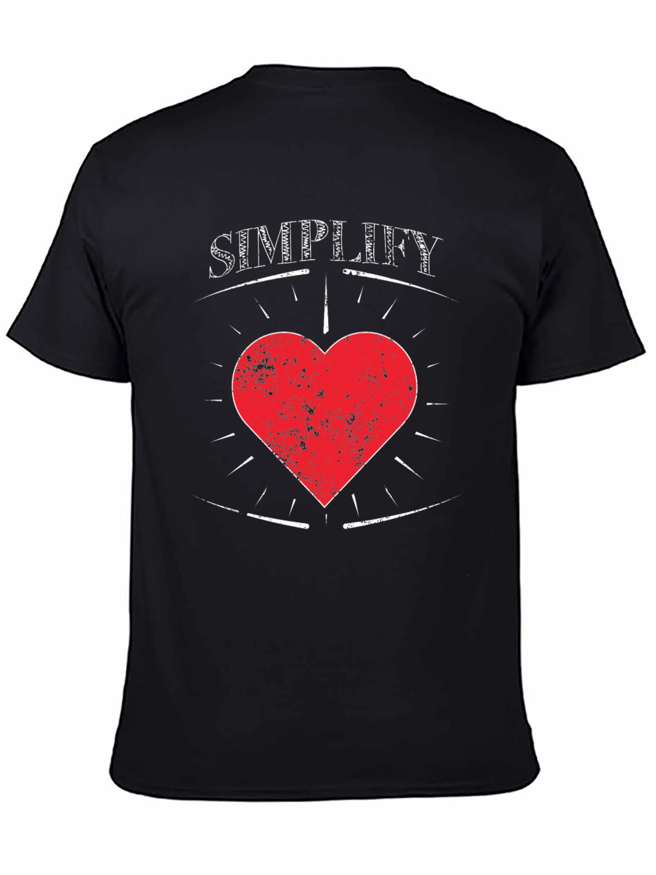 Simplify Heart Tee - Mens Black Graphic T-Shirt