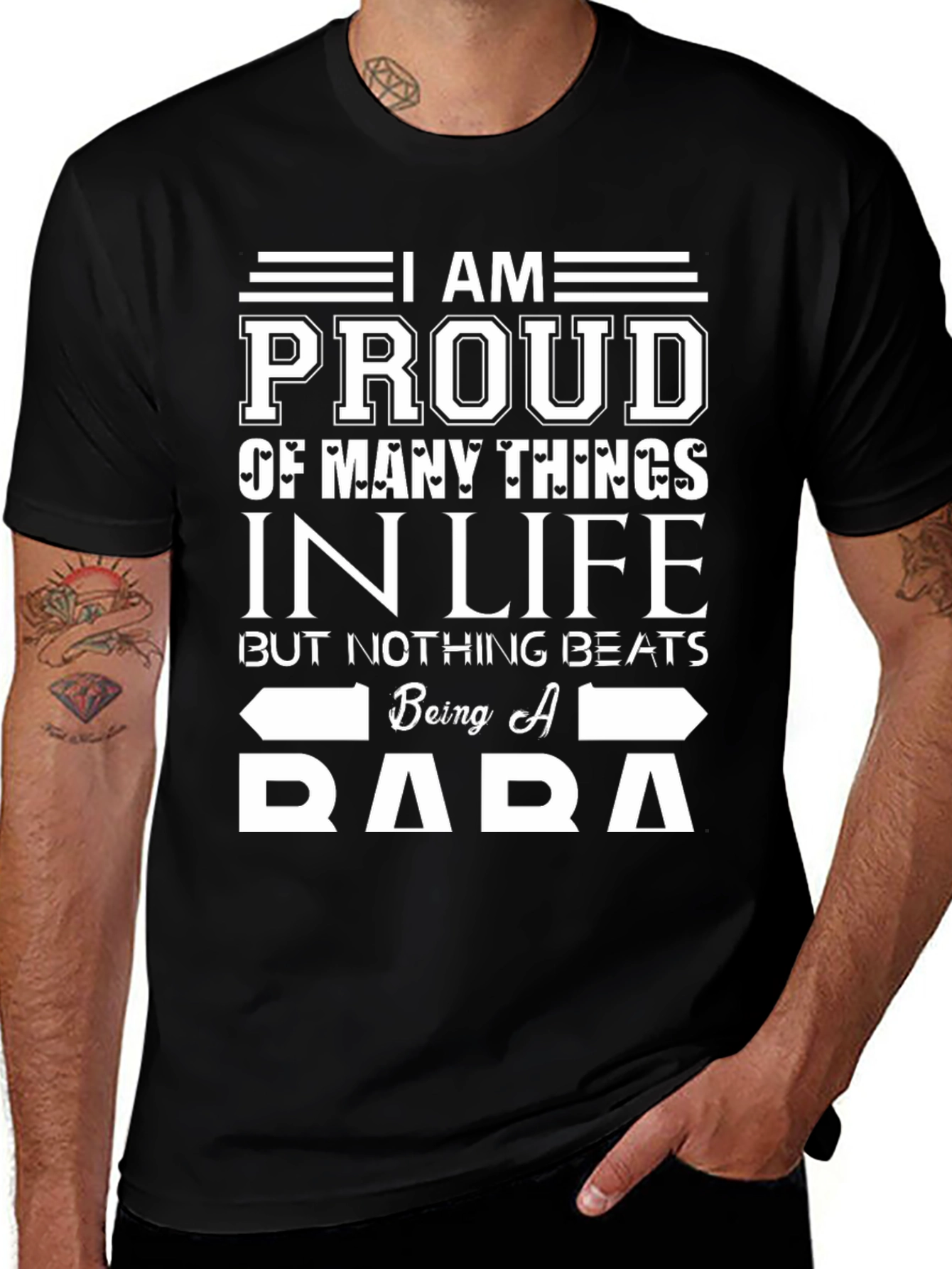 Proud Baba Graphic Tee - Black Cotton T-Shirt