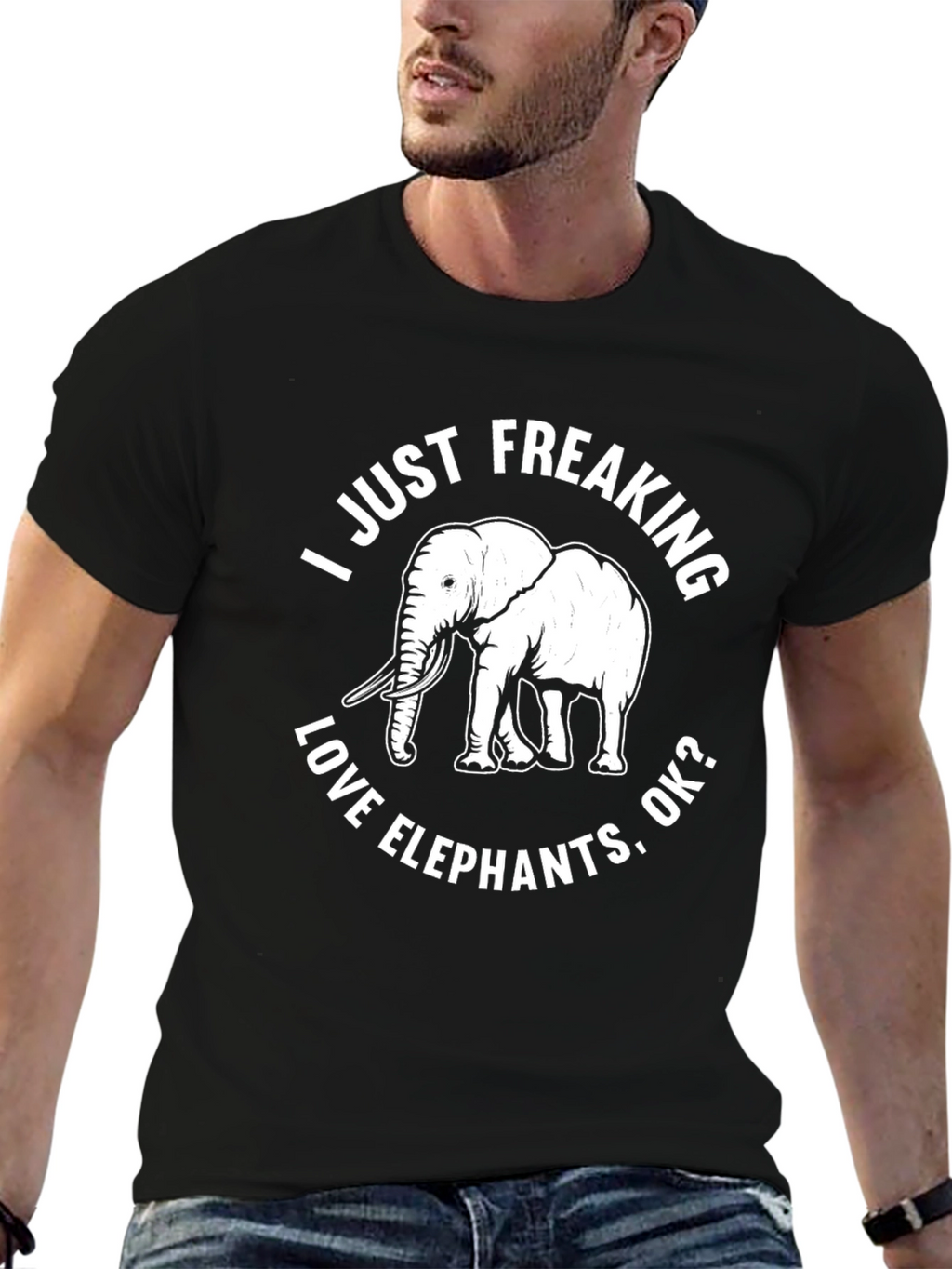 Elephant Lover Graphic T-Shirt - Mens Black Tee