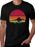 Retro Dinosaur Sunset Graphic Tee