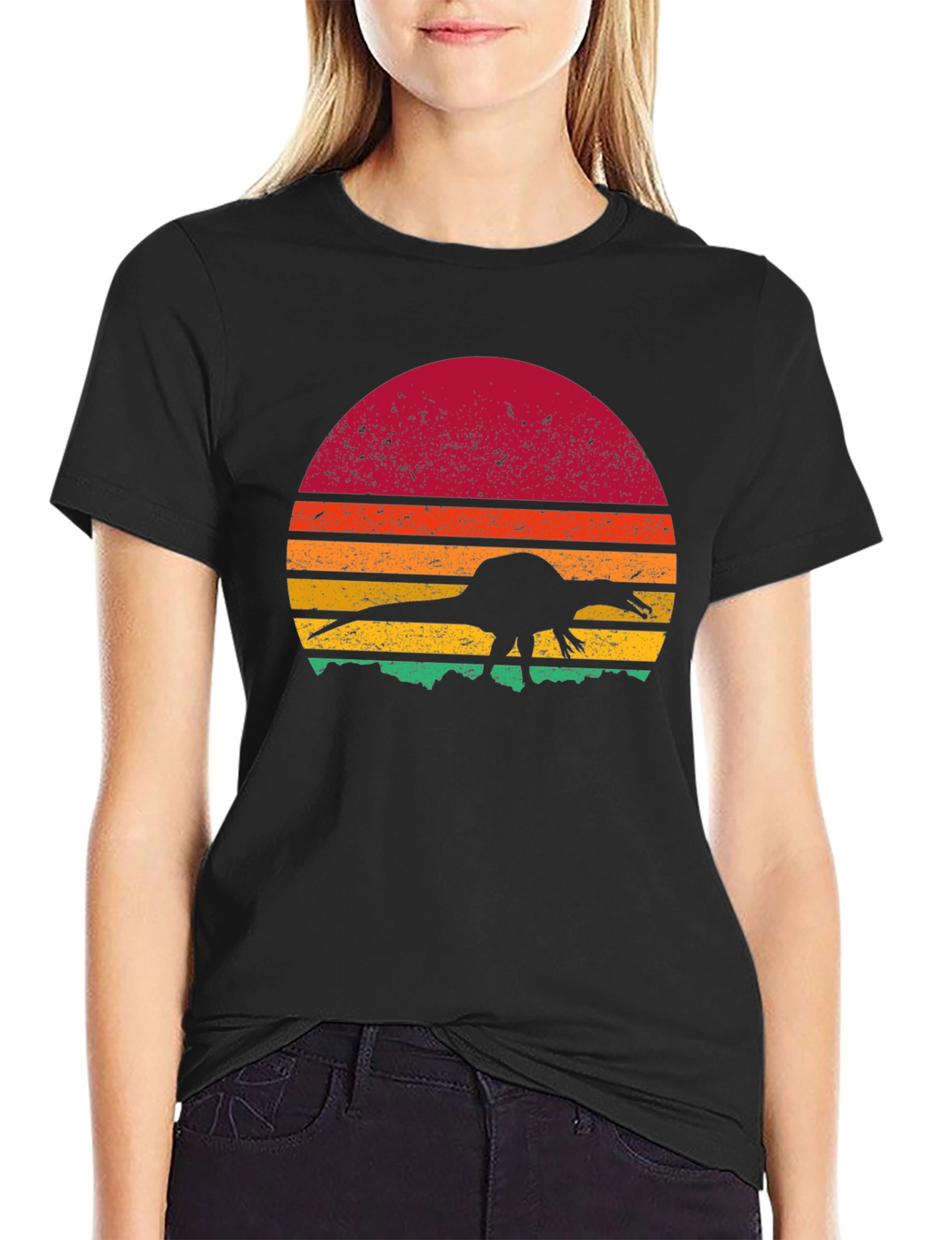Retro Dinosaur Sunset Graphic Tee