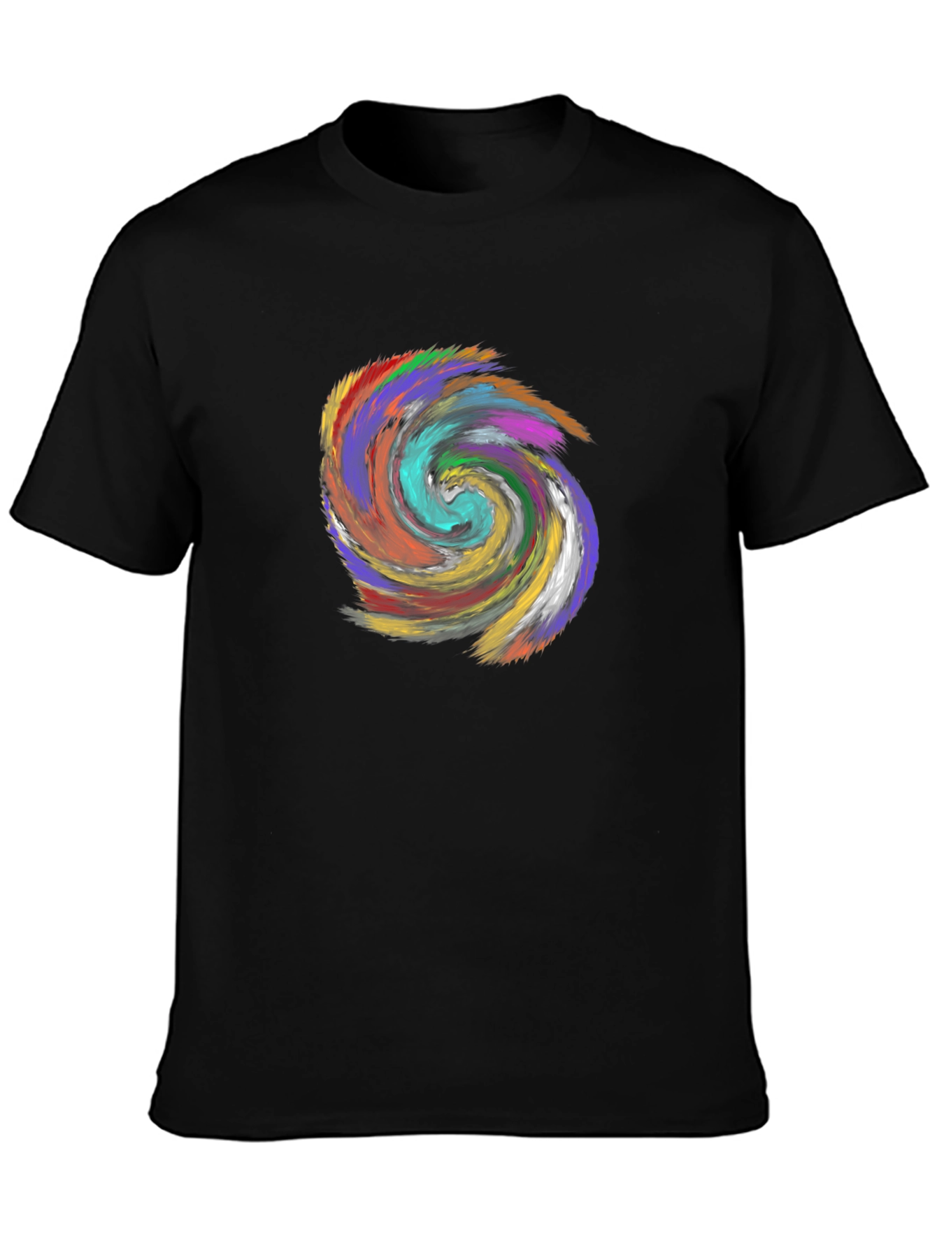 Vibrant Swirl Graphic Black T-Shirt