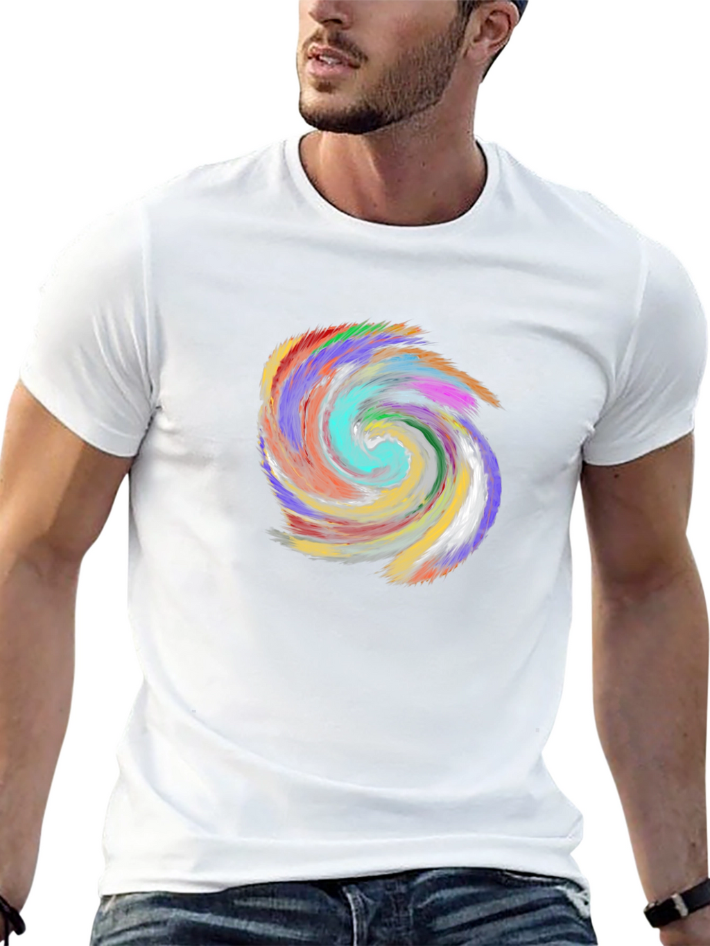 Vibrant Swirl Graphic Black T-Shirt