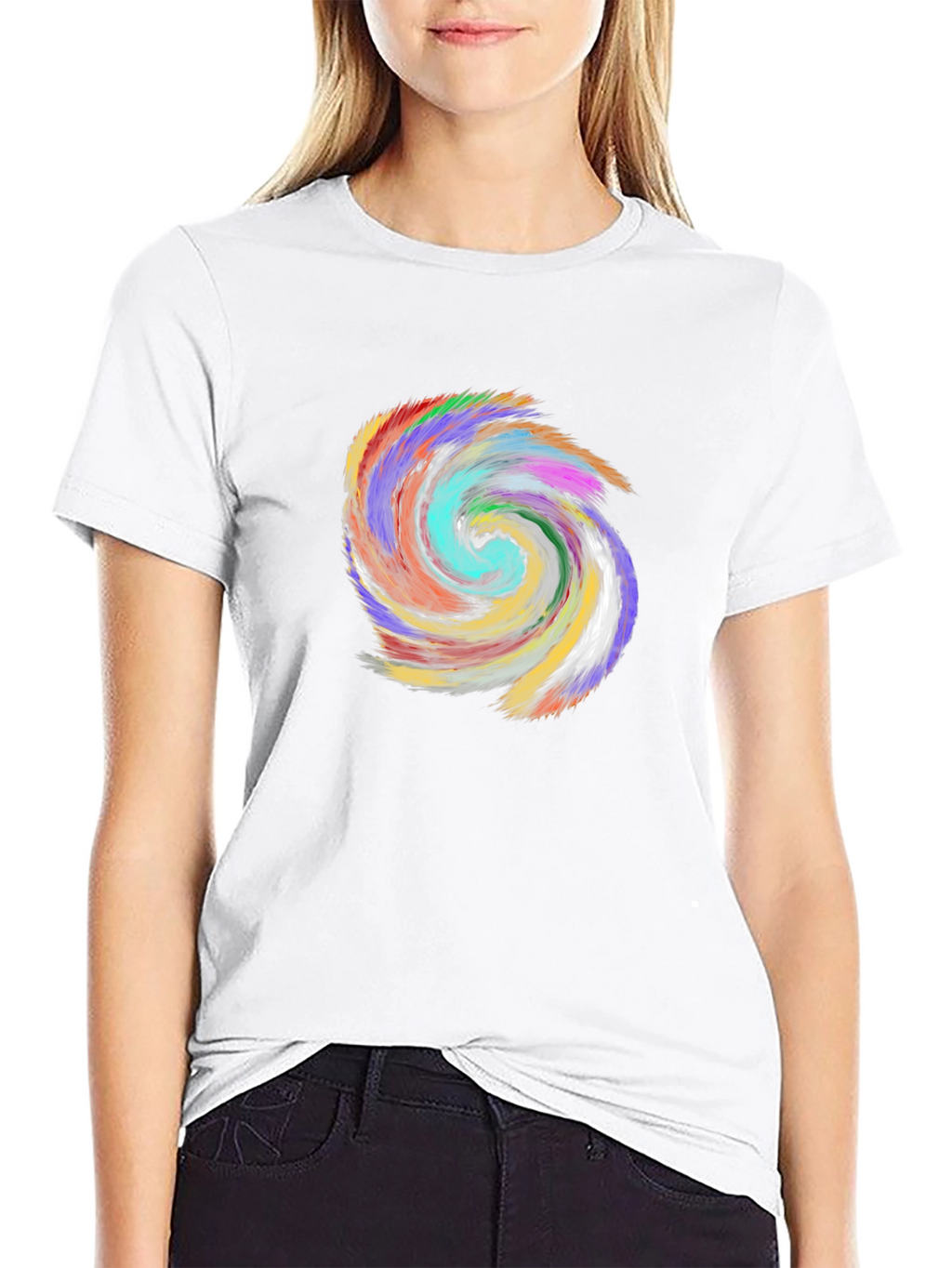 Vibrant Swirl Graphic Black T-Shirt
