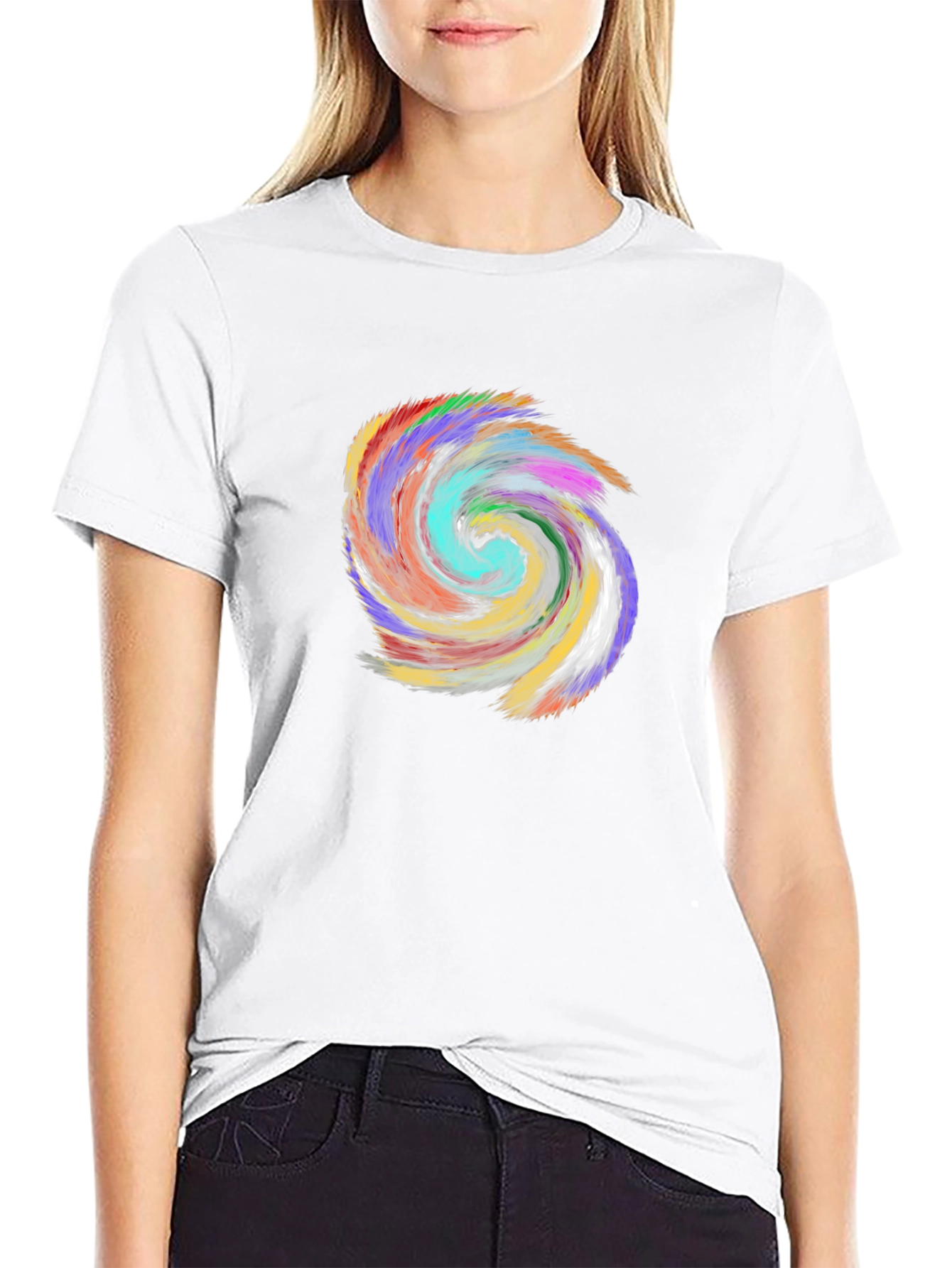 Vibrant Swirl Graphic Black T-Shirt