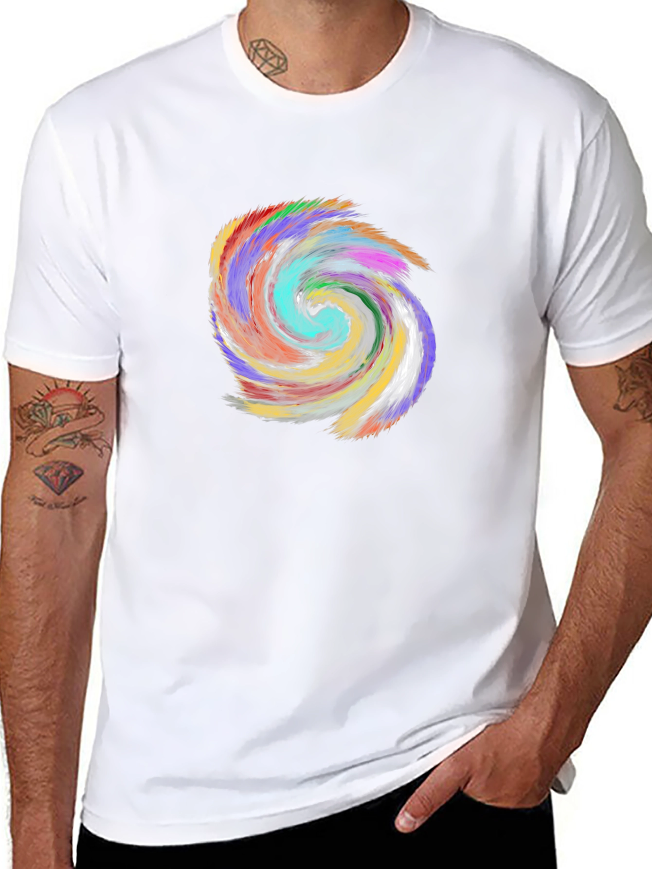 Vibrant Swirl Graphic Black T-Shirt