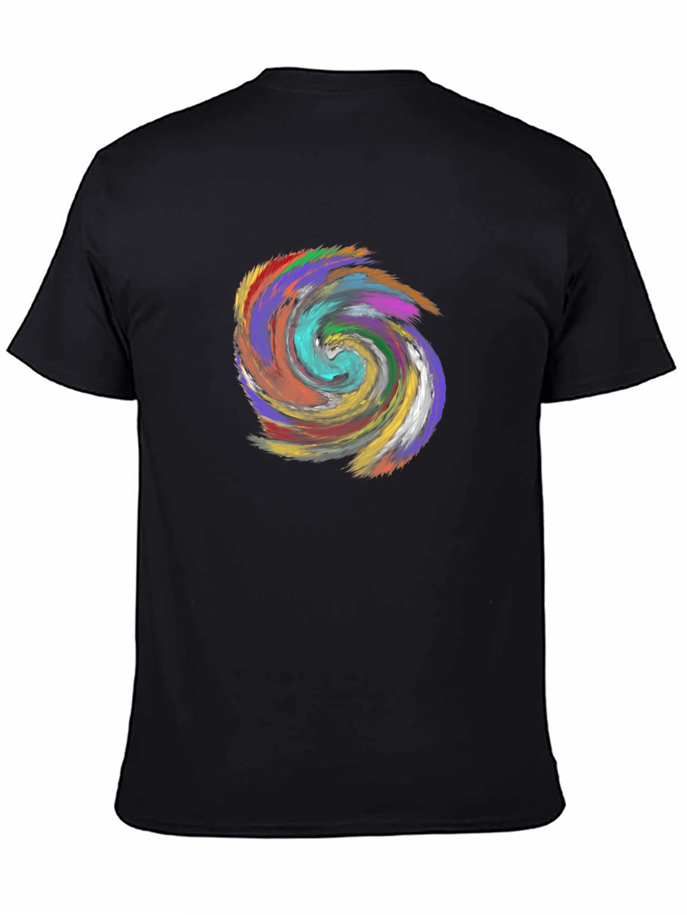 Vibrant Swirl Graphic Black T-Shirt