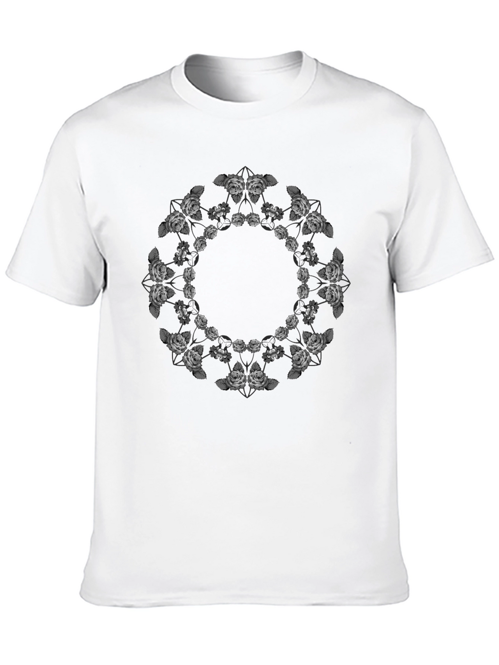 Floral Mandala Black T-Shirt