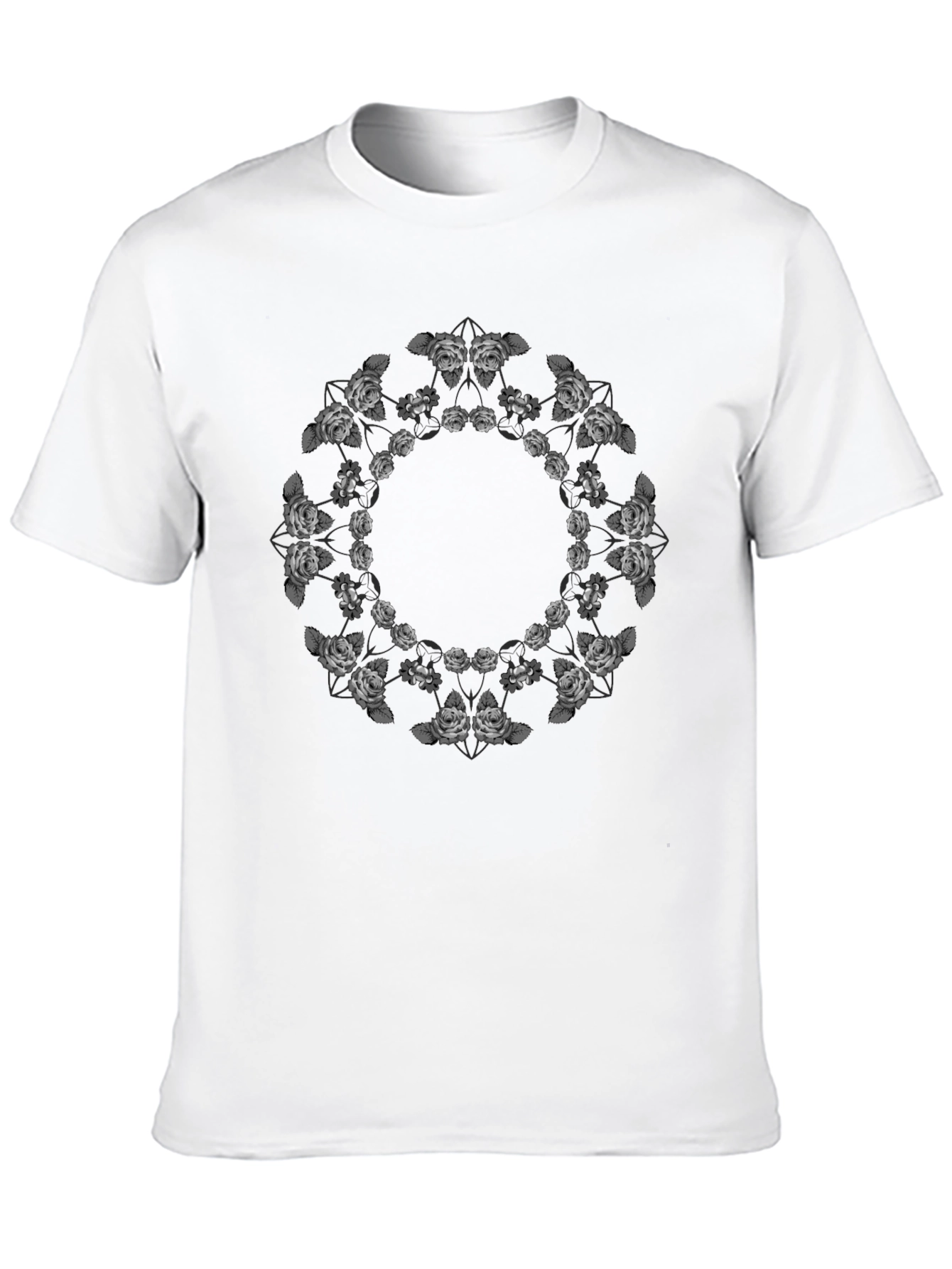 Floral Mandala Black T-Shirt