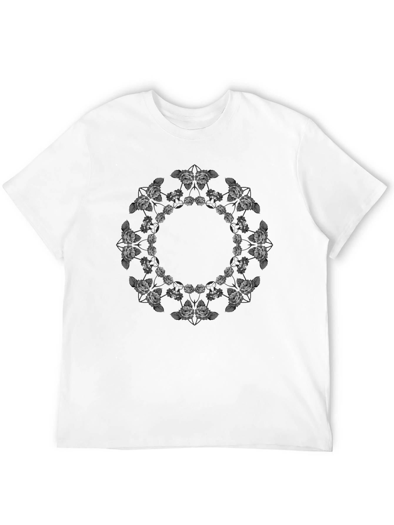 Floral Mandala Black T-Shirt
