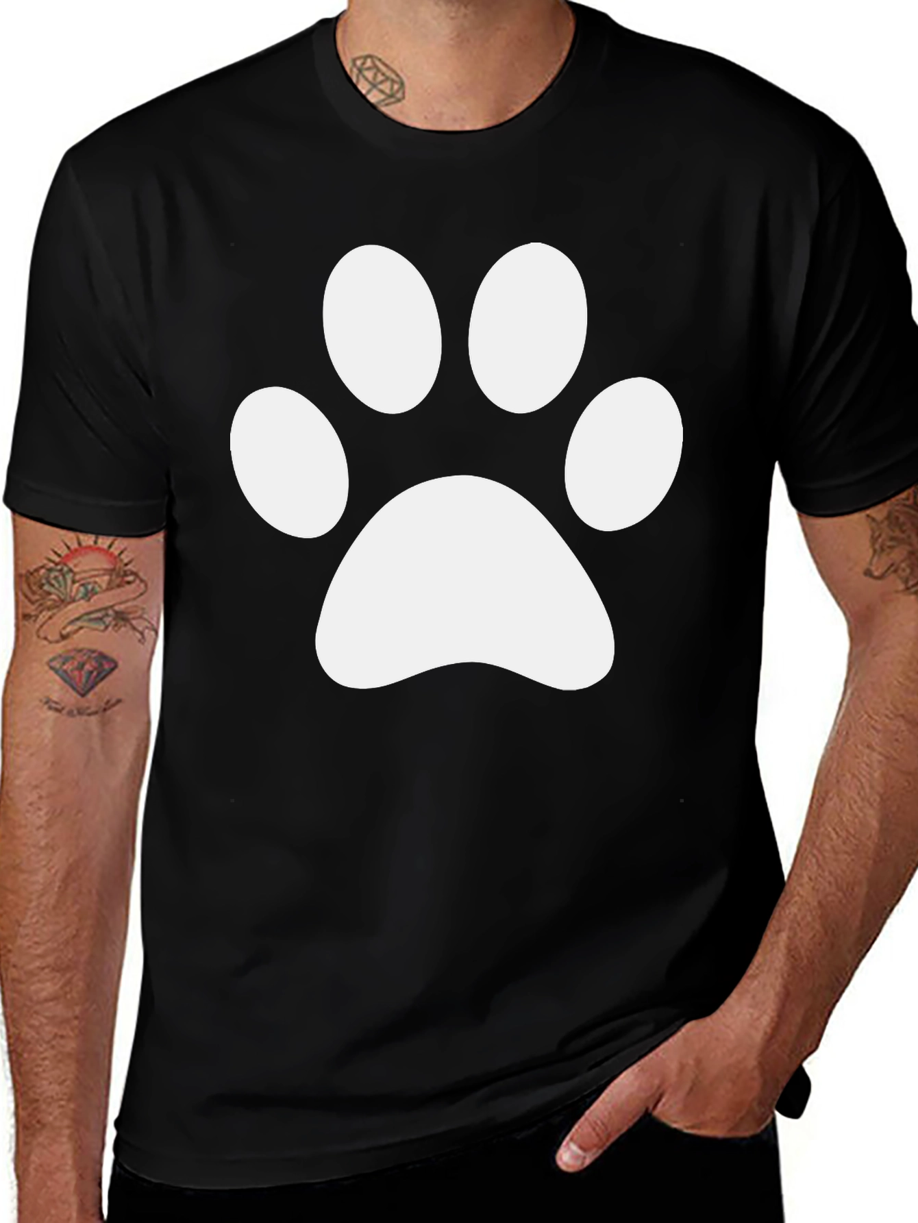 Cute Paw Print Black T-Shirt