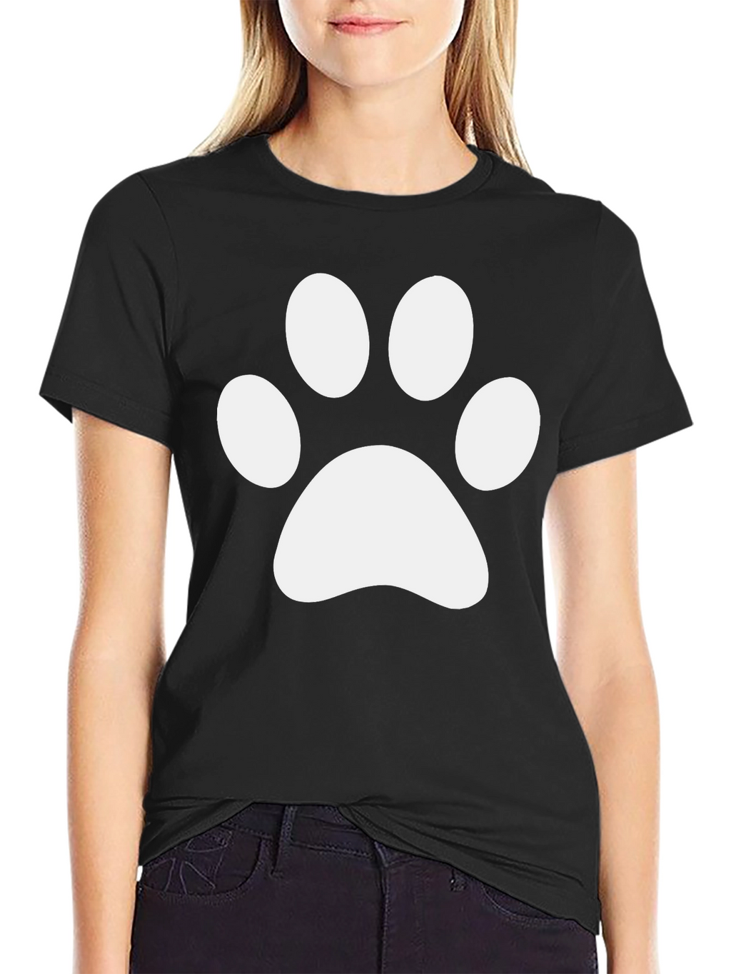 Cute Paw Print Black T-Shirt