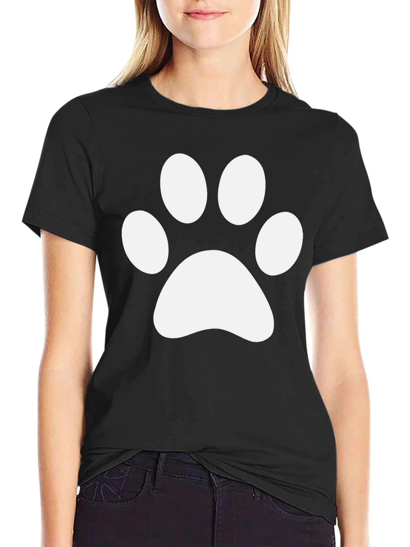 Cute Paw Print Black T-Shirt