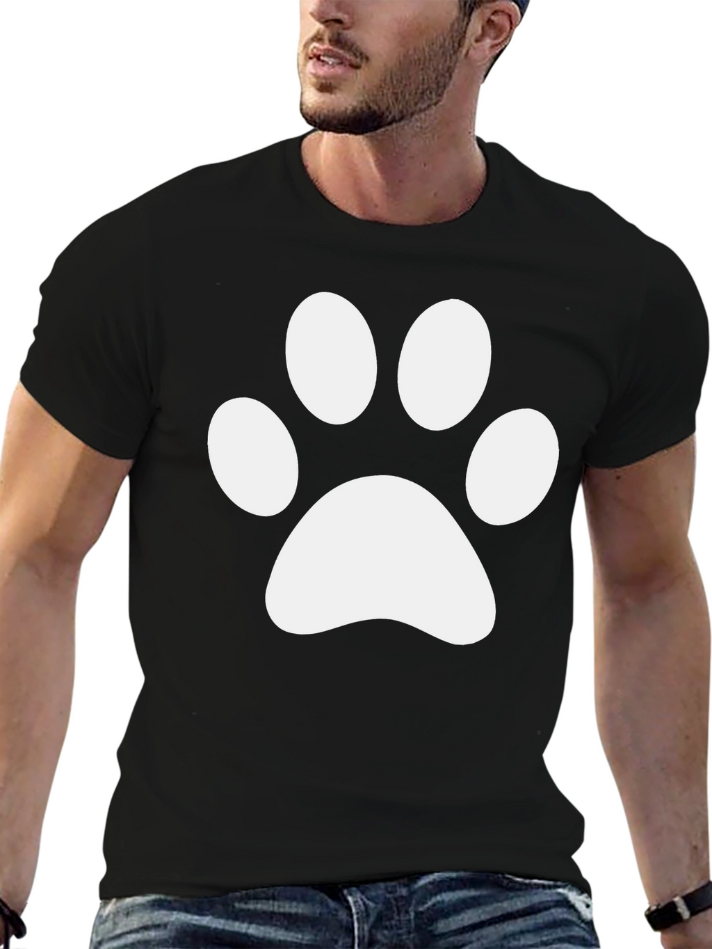 Cute Paw Print Black T-Shirt