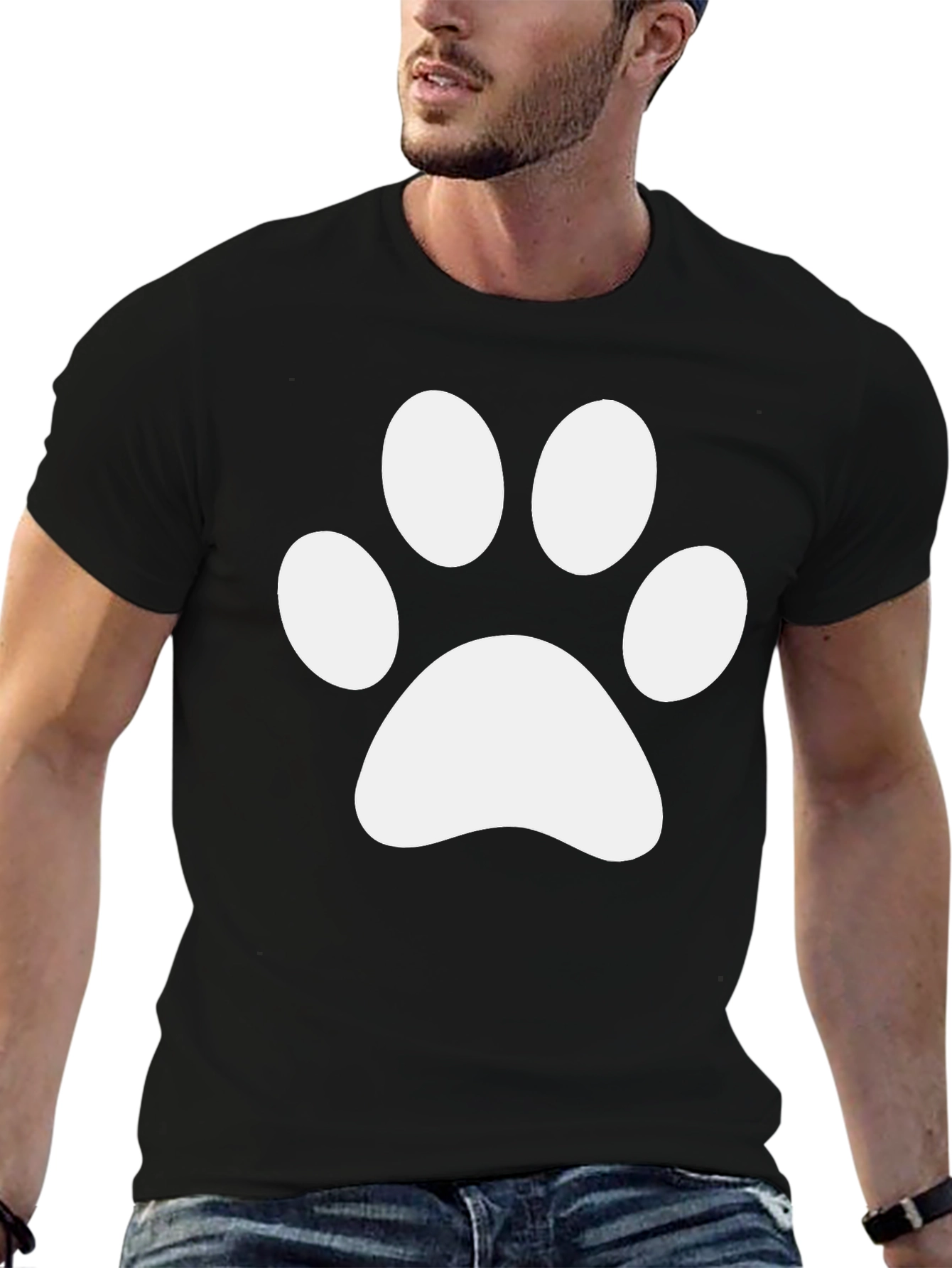 Cute Paw Print Black T-Shirt