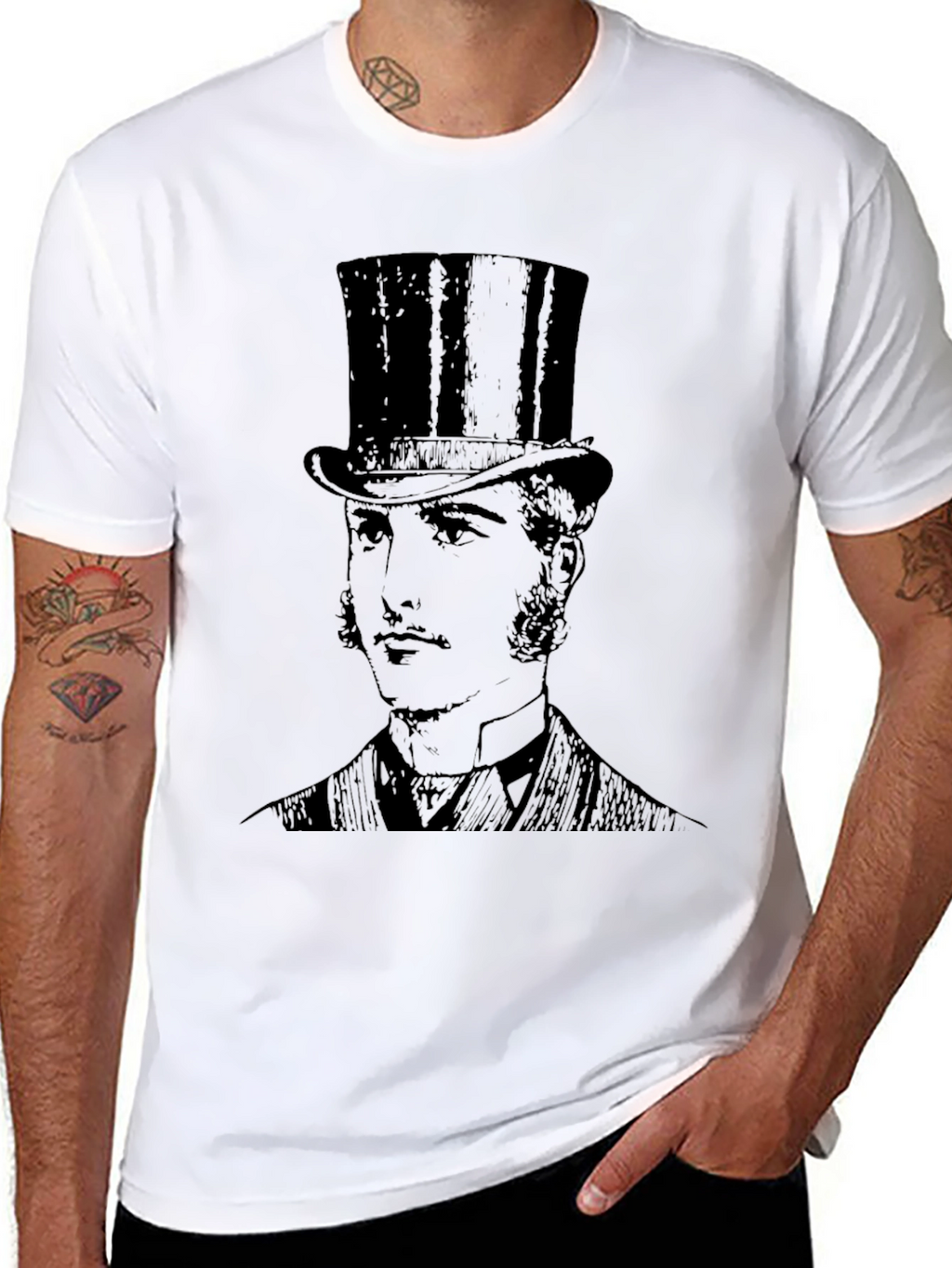 Top Hat Gentleman Graphic T-Shirt