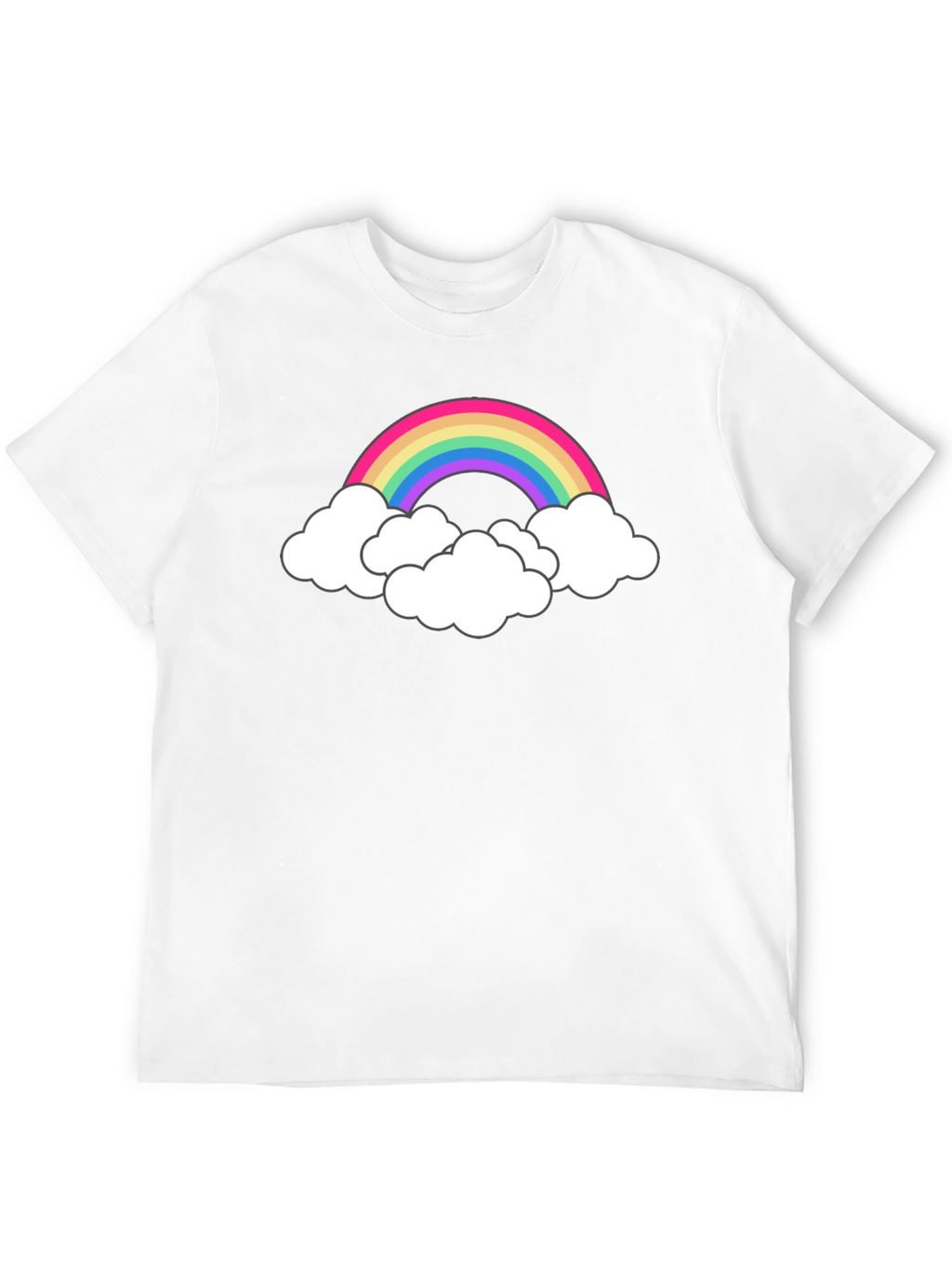 Rainbow Cloud Graphic Tee - Black Cotton T-Shirt