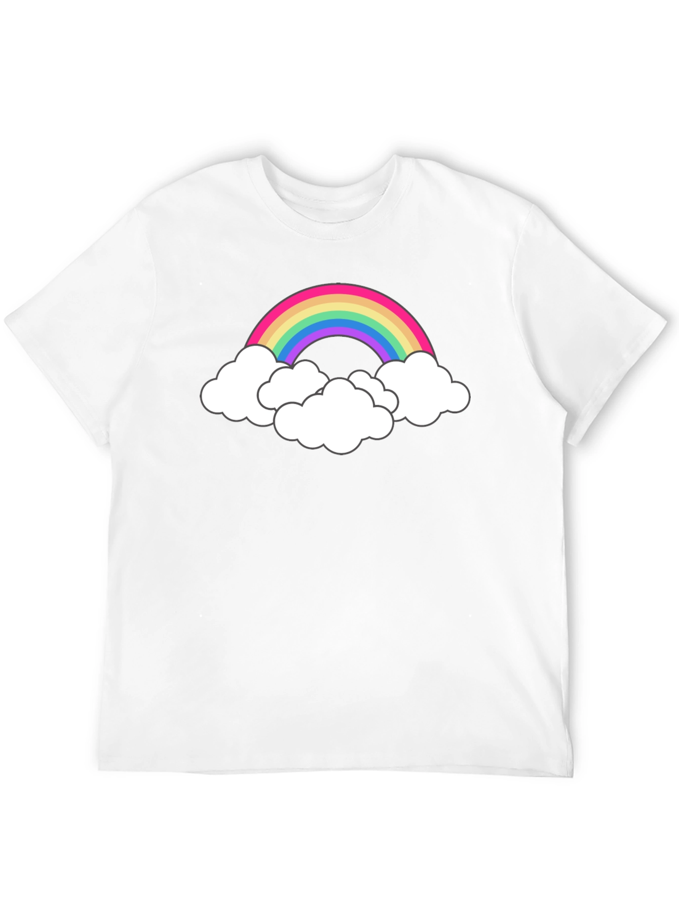 Rainbow Cloud Graphic Tee - Black Cotton T-Shirt